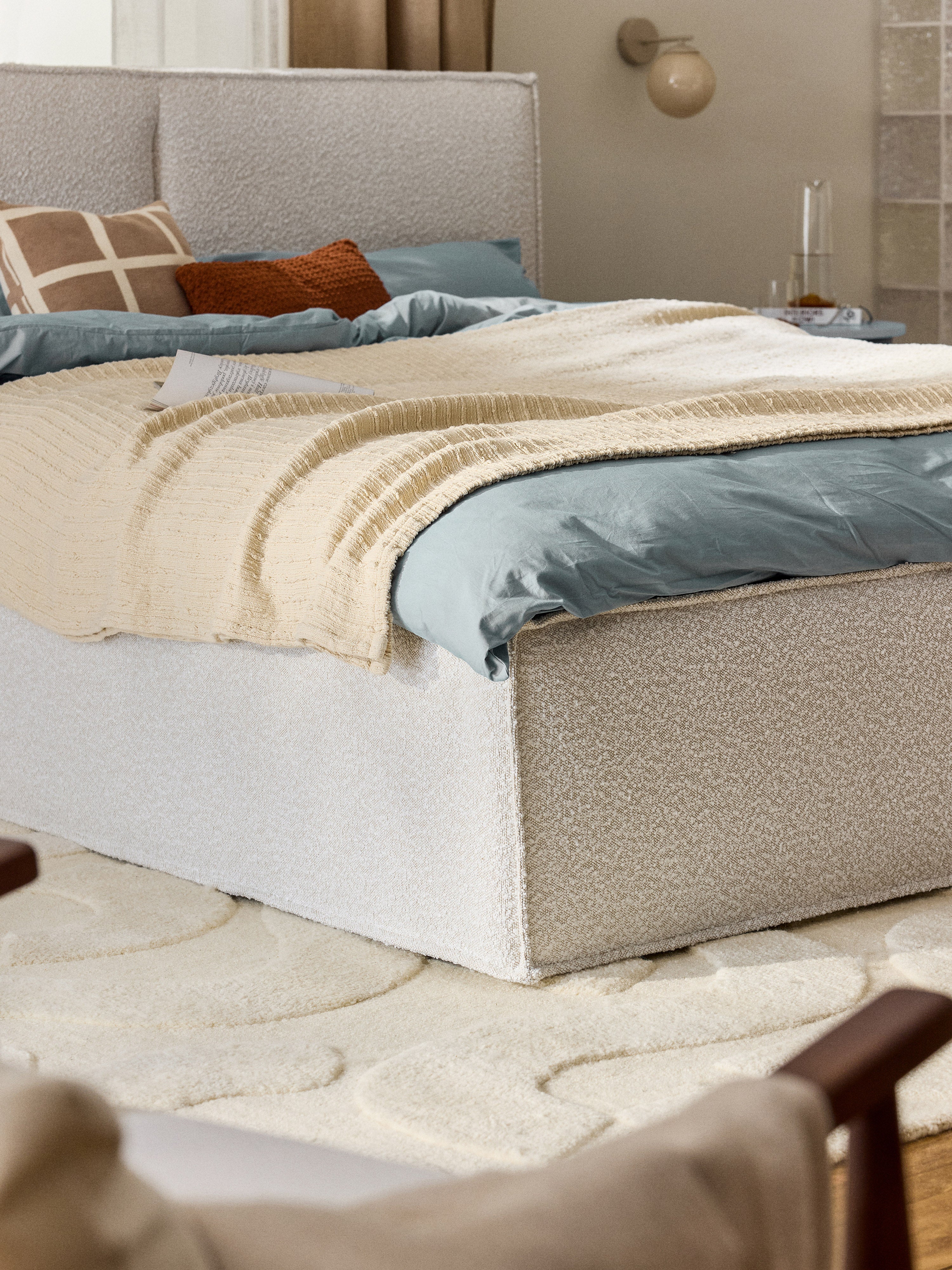 Dream Upholstered Bouclé Bed with Storage