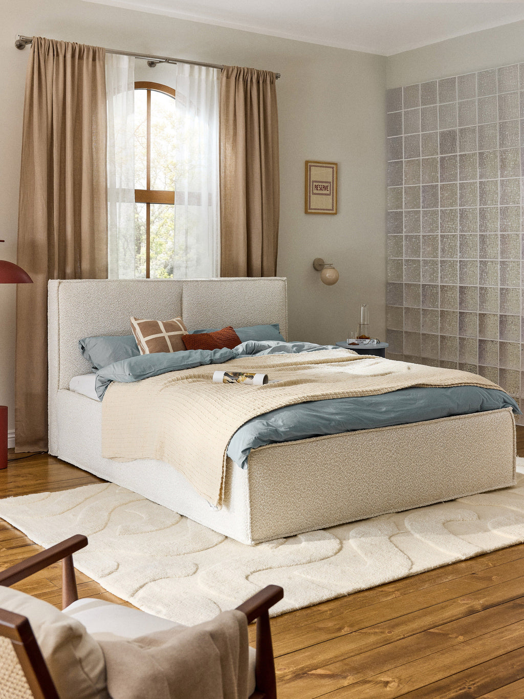 Dream Upholstered Bouclé Bed with Storage