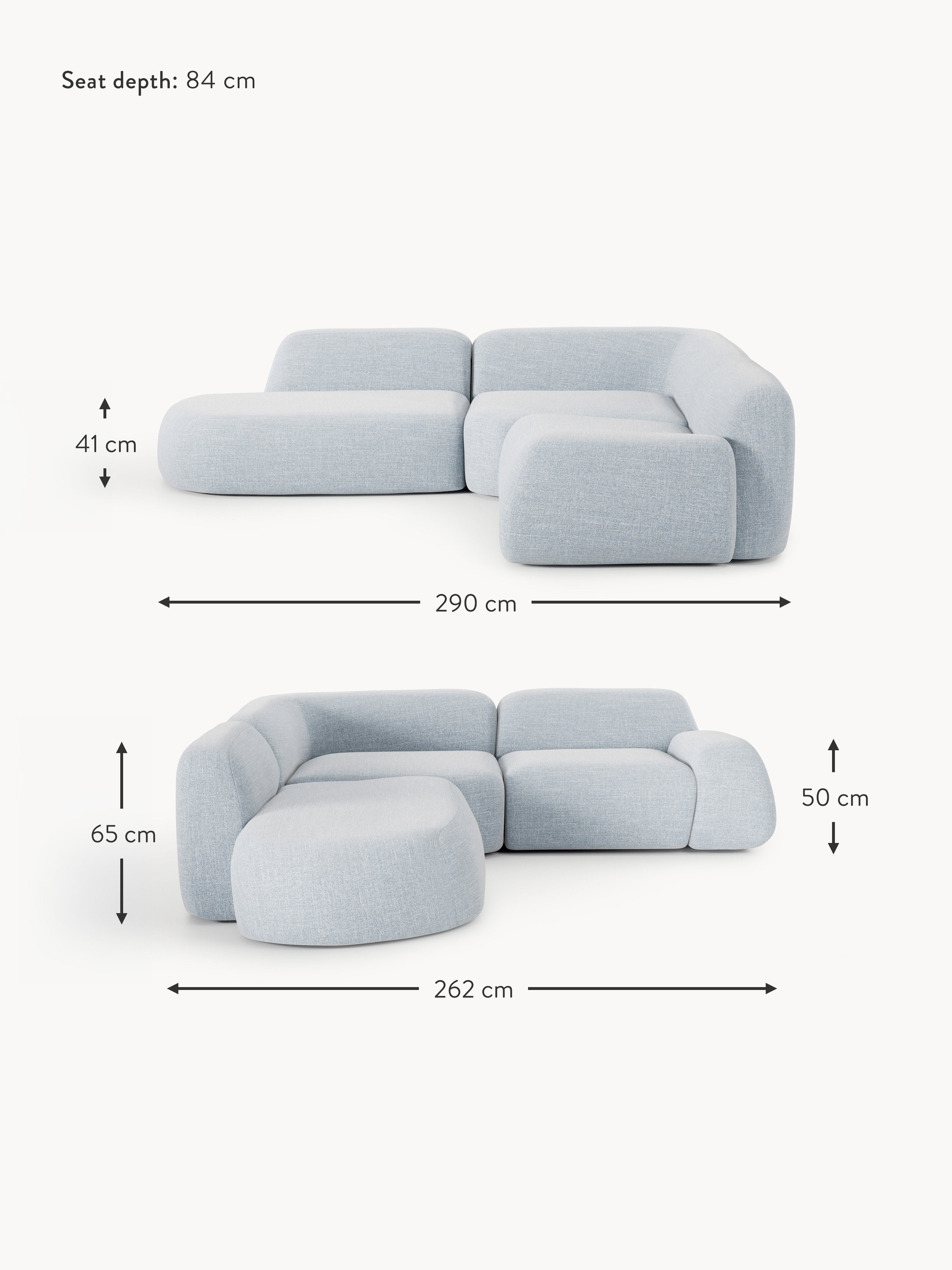 Wolke Modular Bouclé Corner Sofa (4-seater) with Chaise End
