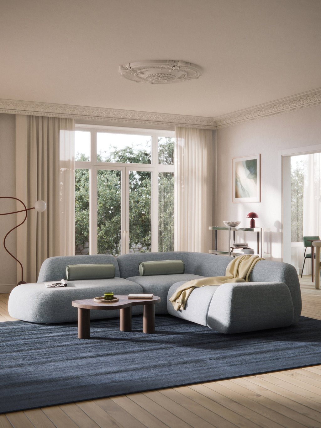 Wolke Modular Bouclé Corner Sofa (4-seater) with Chaise End