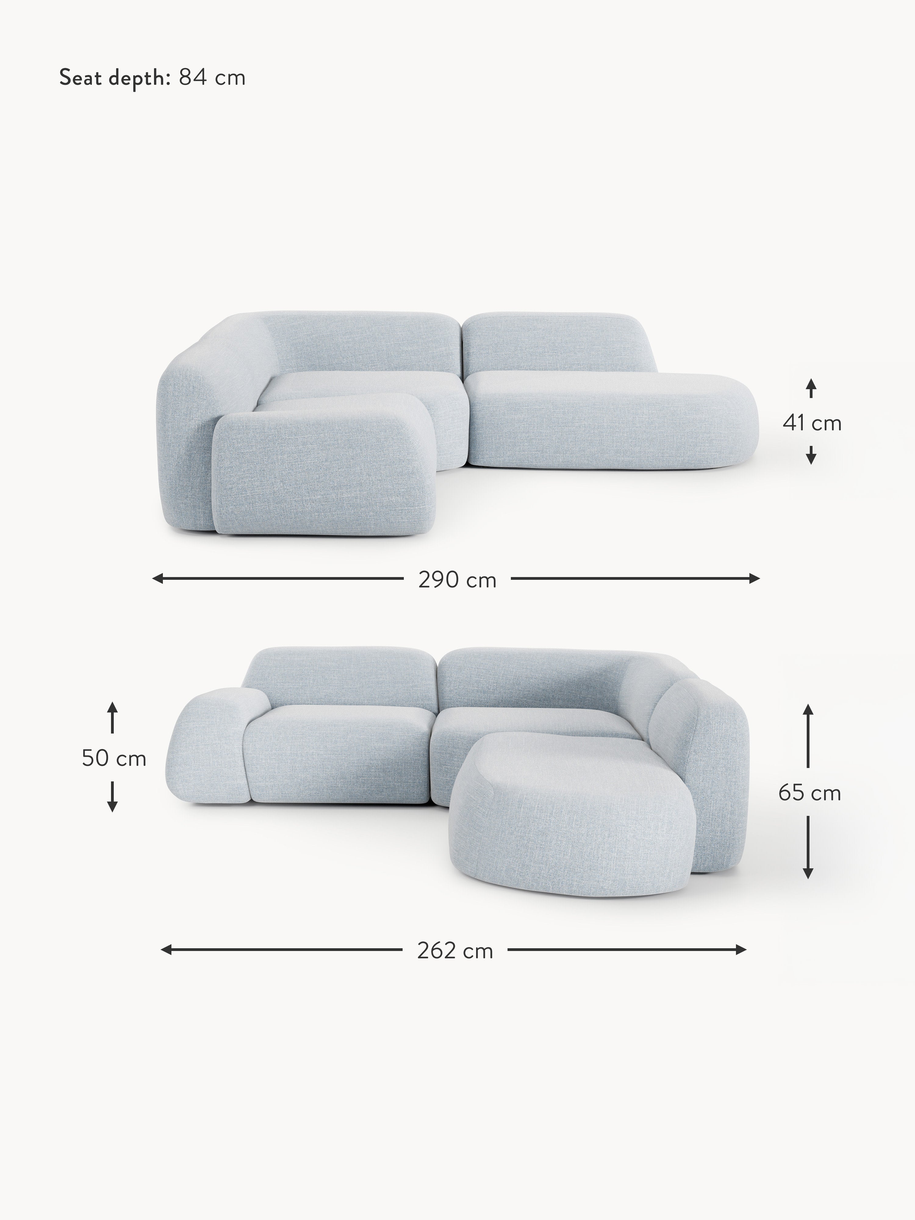 Wolke Modular Bouclé Corner Sofa (4-seater) with Chaise End
