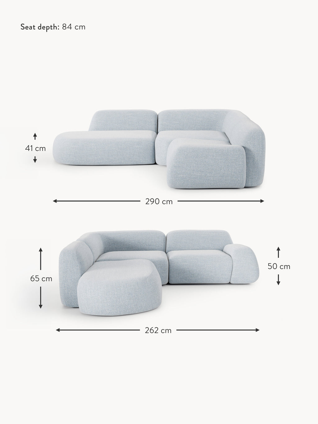 Wolke Modular Bouclé Corner Sofa (4-seater) with Chaise End