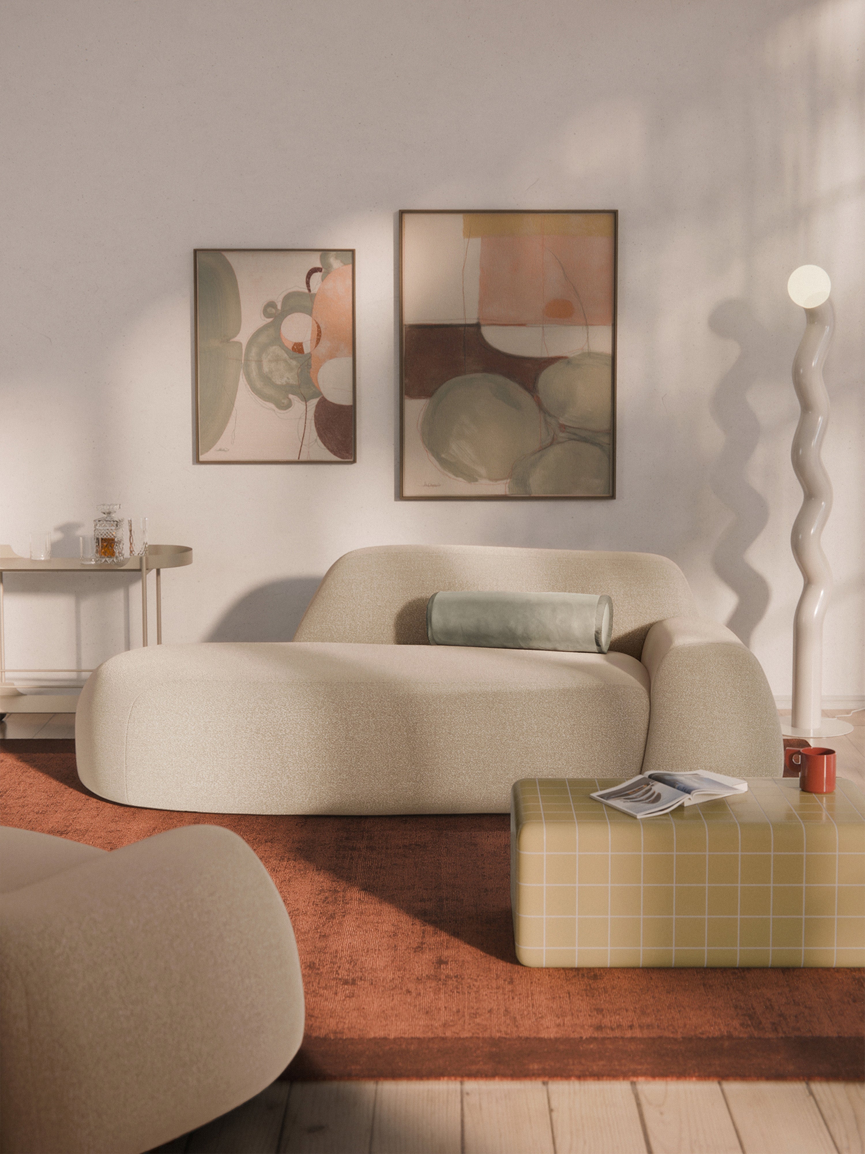Wolke Bouclé Sofa (2-seater) with Chaise End