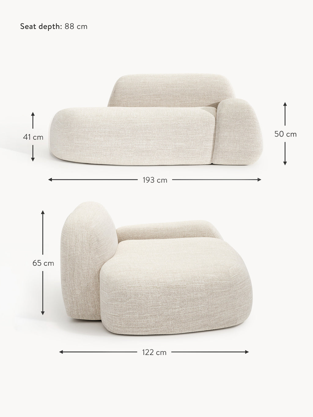 Wolke Bouclé Sofa (2-seater) with Chaise End