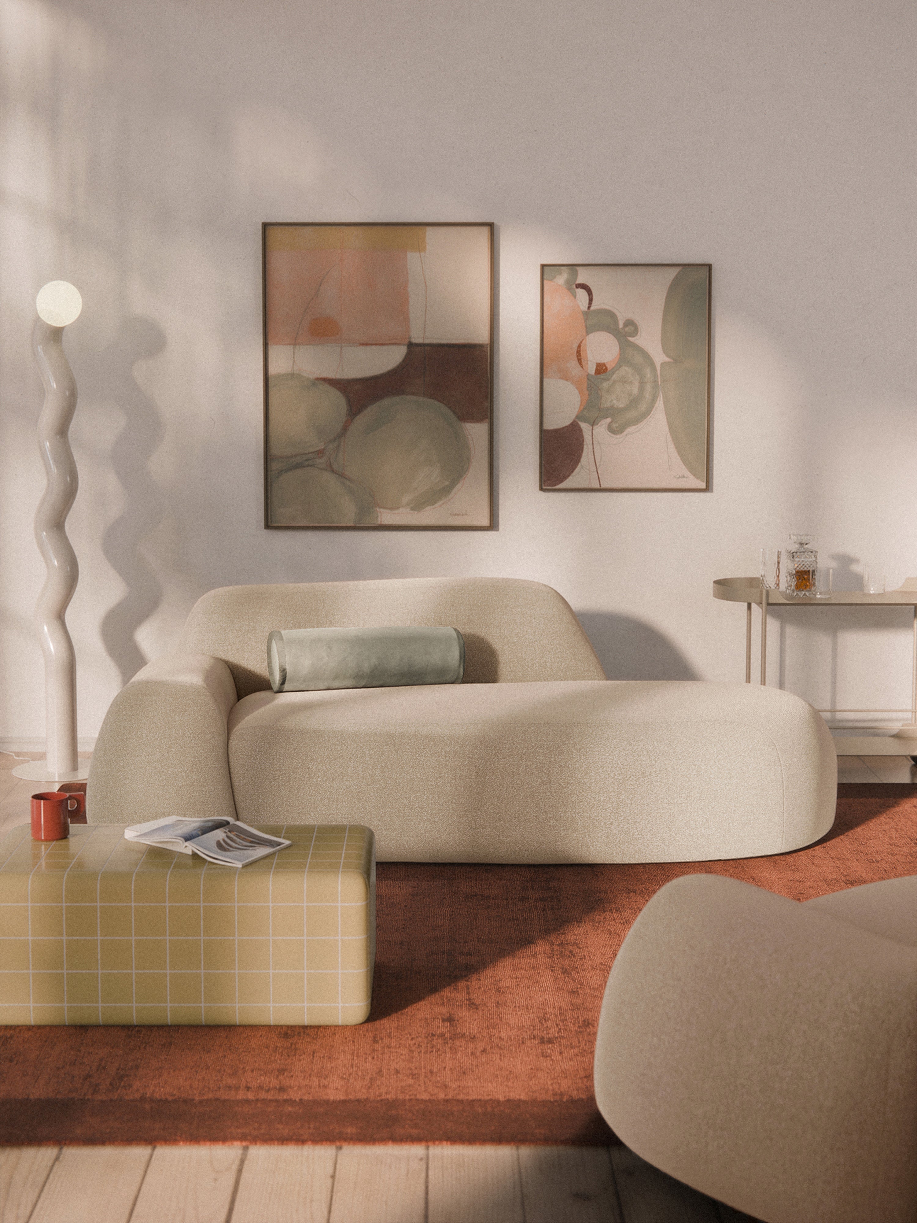 Wolke Bouclé Sofa (2-seater) with Chaise End