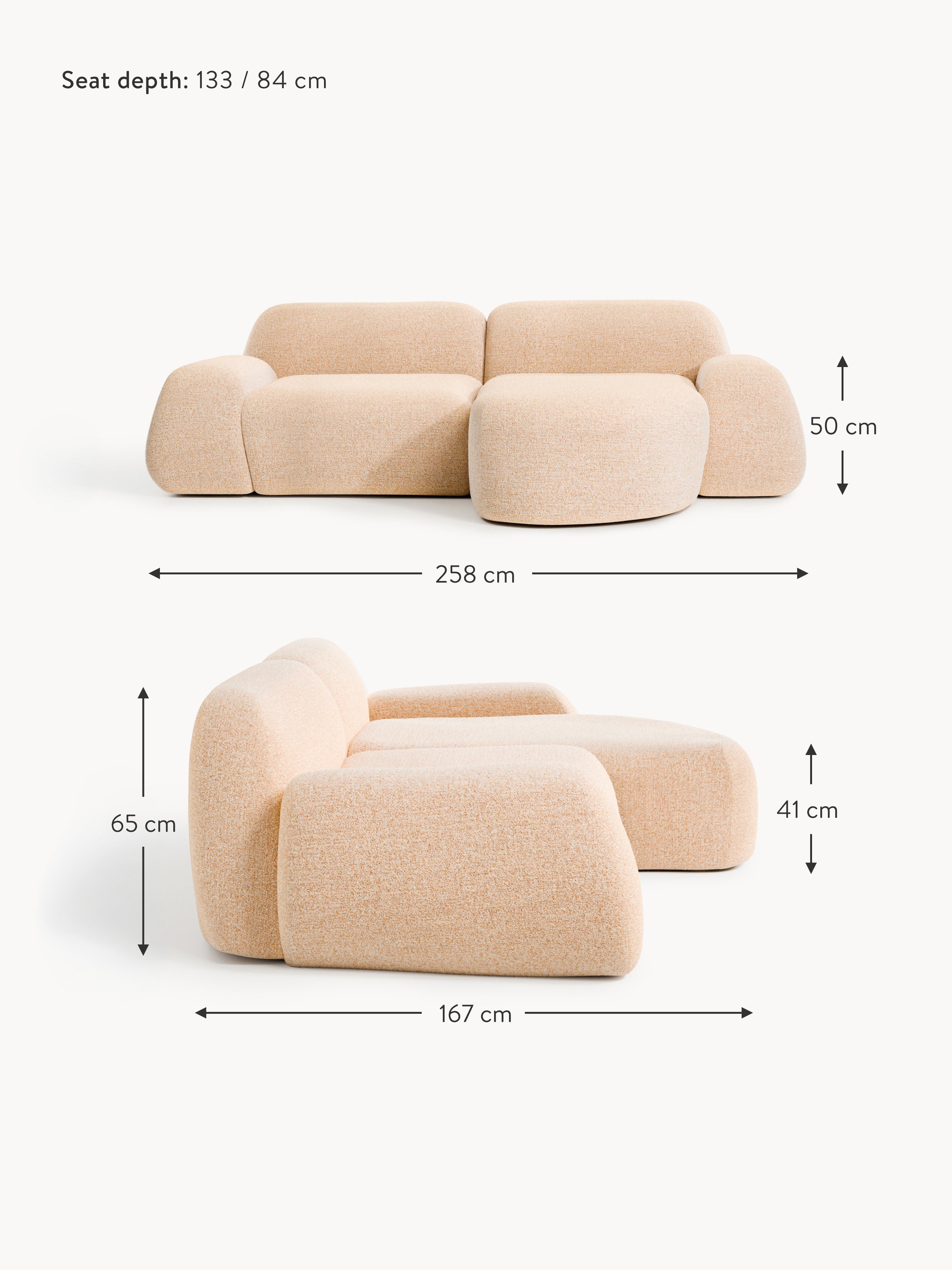 Wolke Modular Bouclé Corner Sofa (3-seater)
