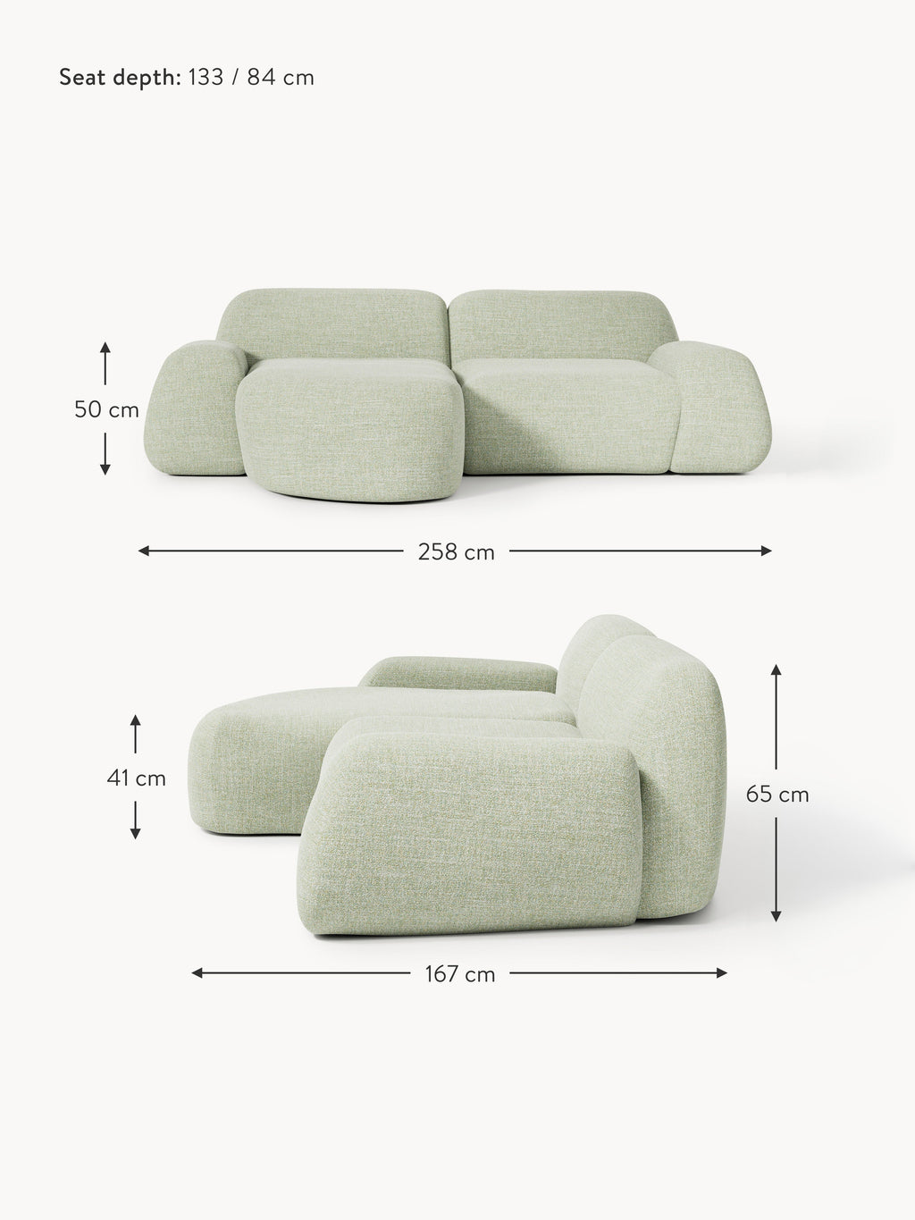 Wolke Modular Bouclé Corner Sofa (3-seater)