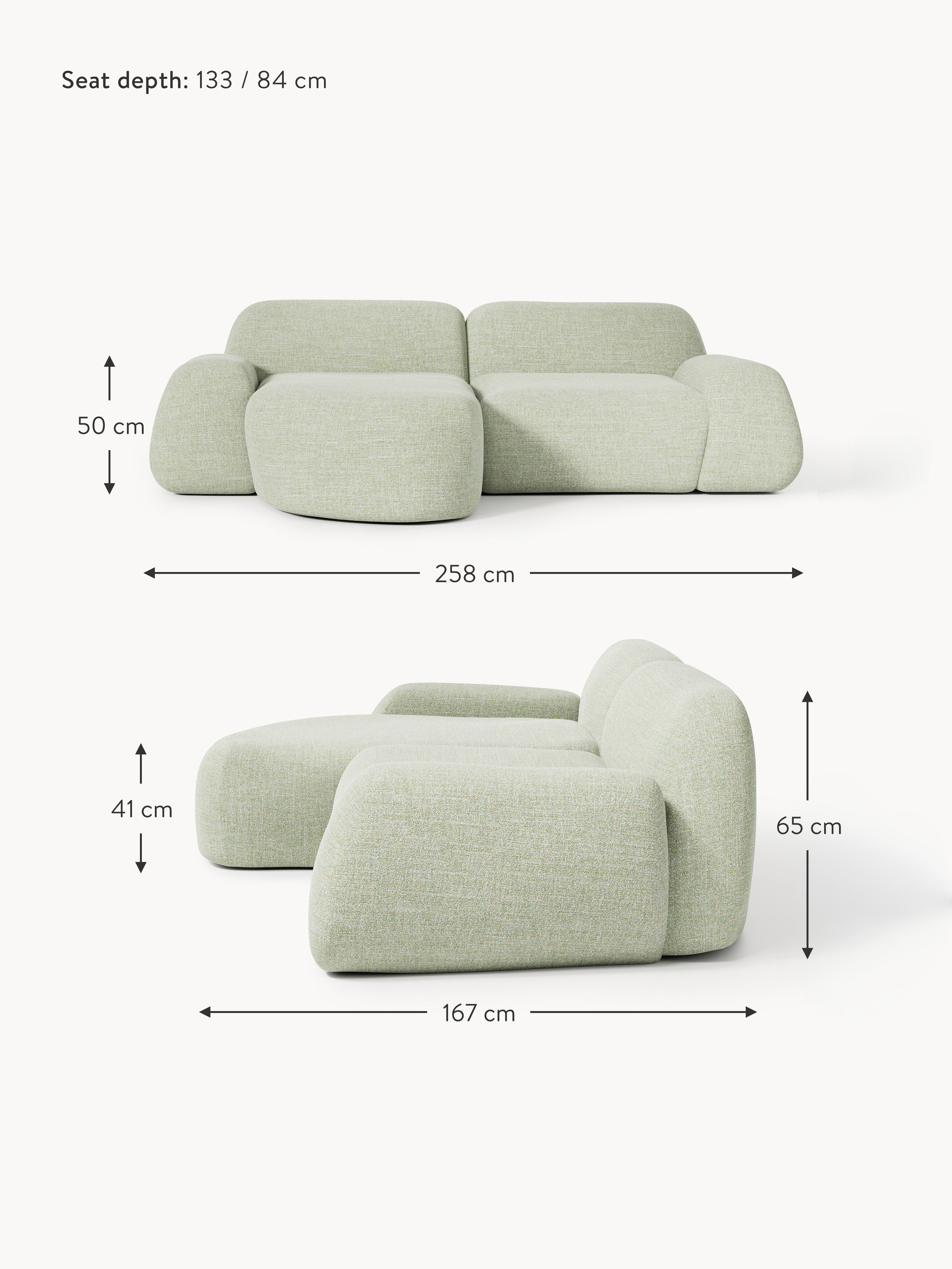 Wolke Modular Bouclé Corner Sofa (3-seater)
