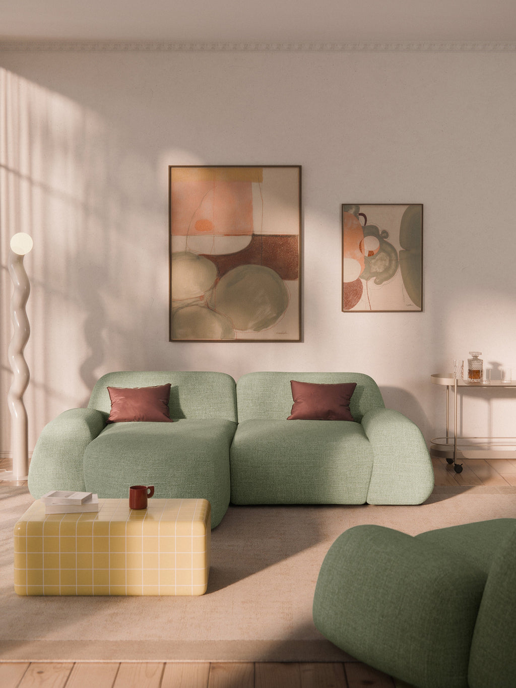 Wolke Modular Bouclé Corner Sofa (3-seater)