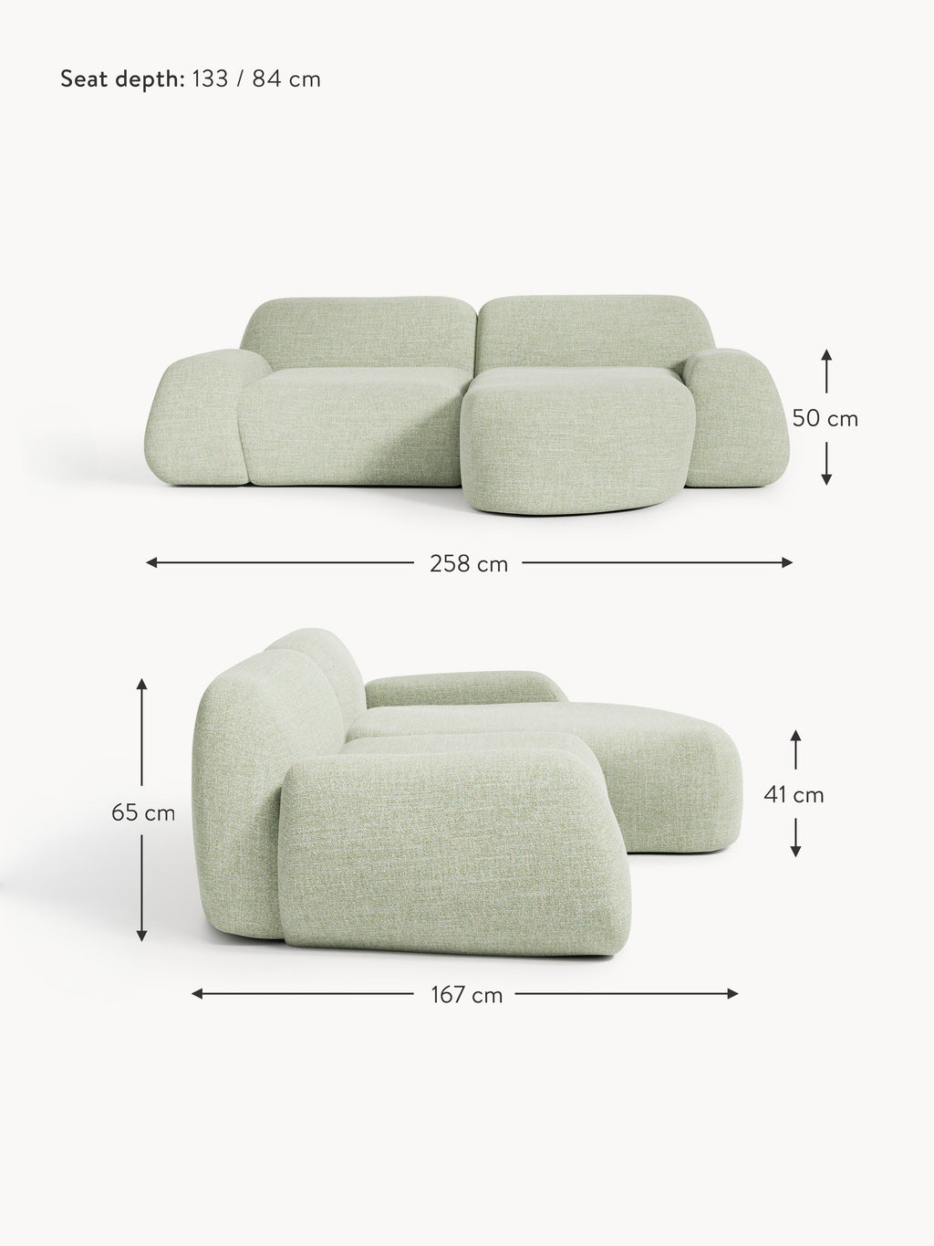 Wolke Modular Bouclé Corner Sofa (3-seater)
