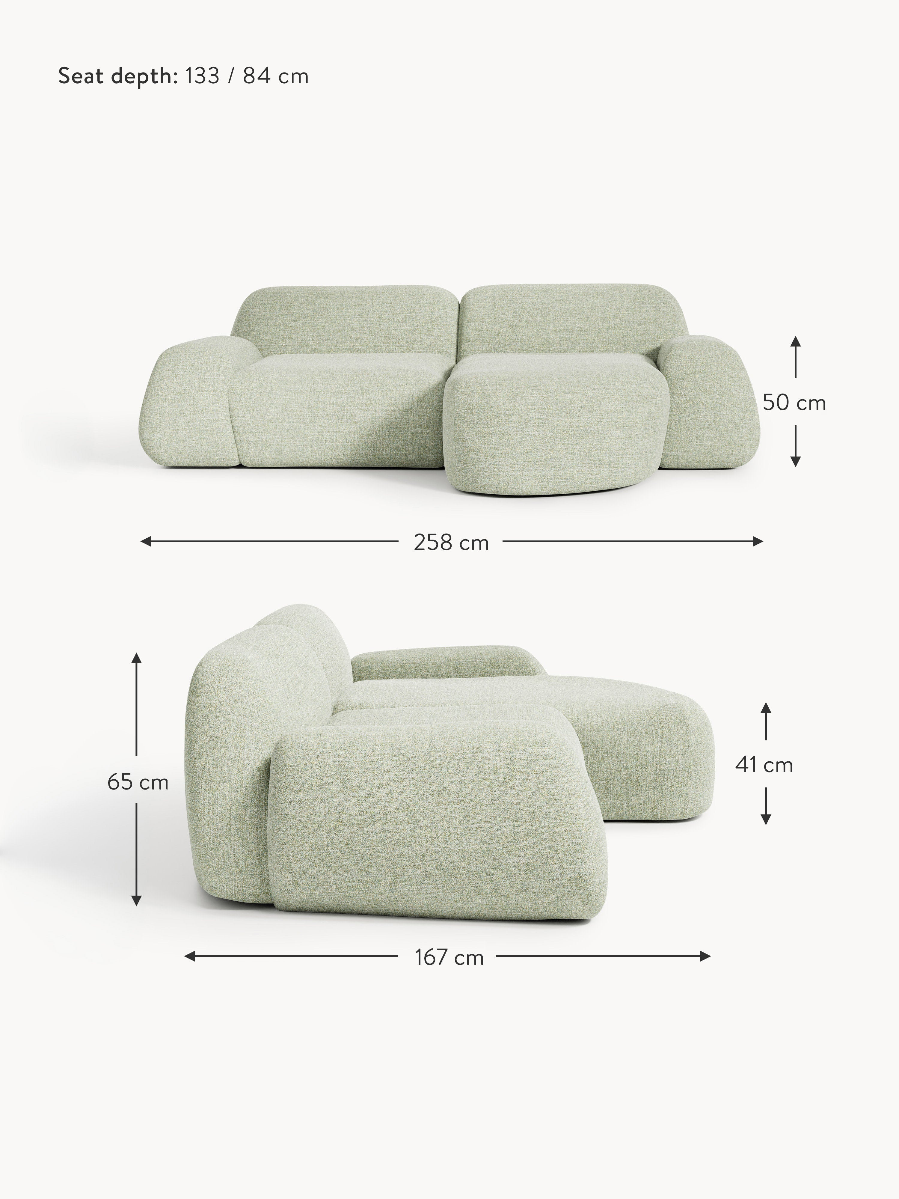 Wolke Modular Bouclé Corner Sofa (3-seater)