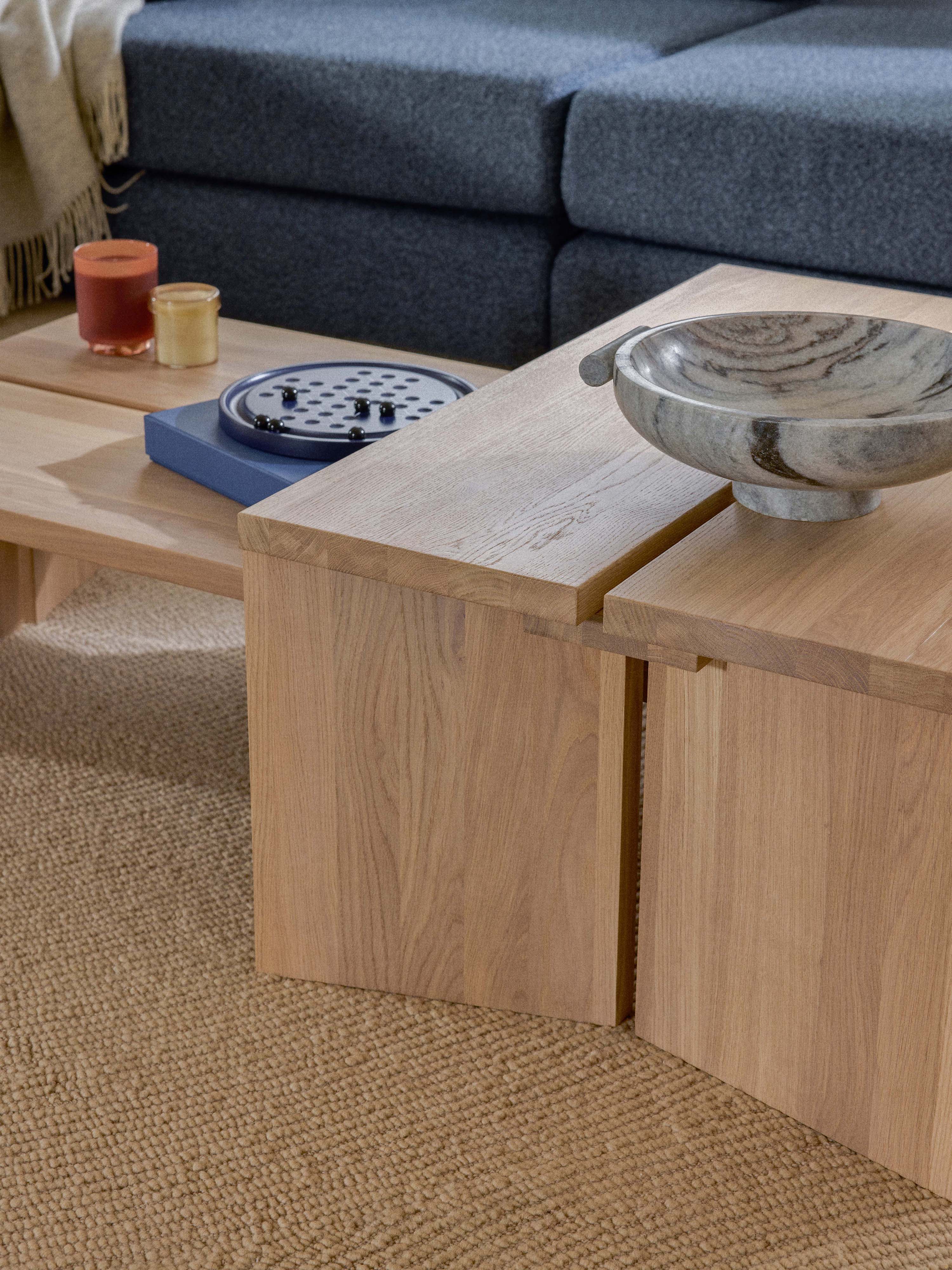 Amad Oak Wood Coffee Tables, Set of 2