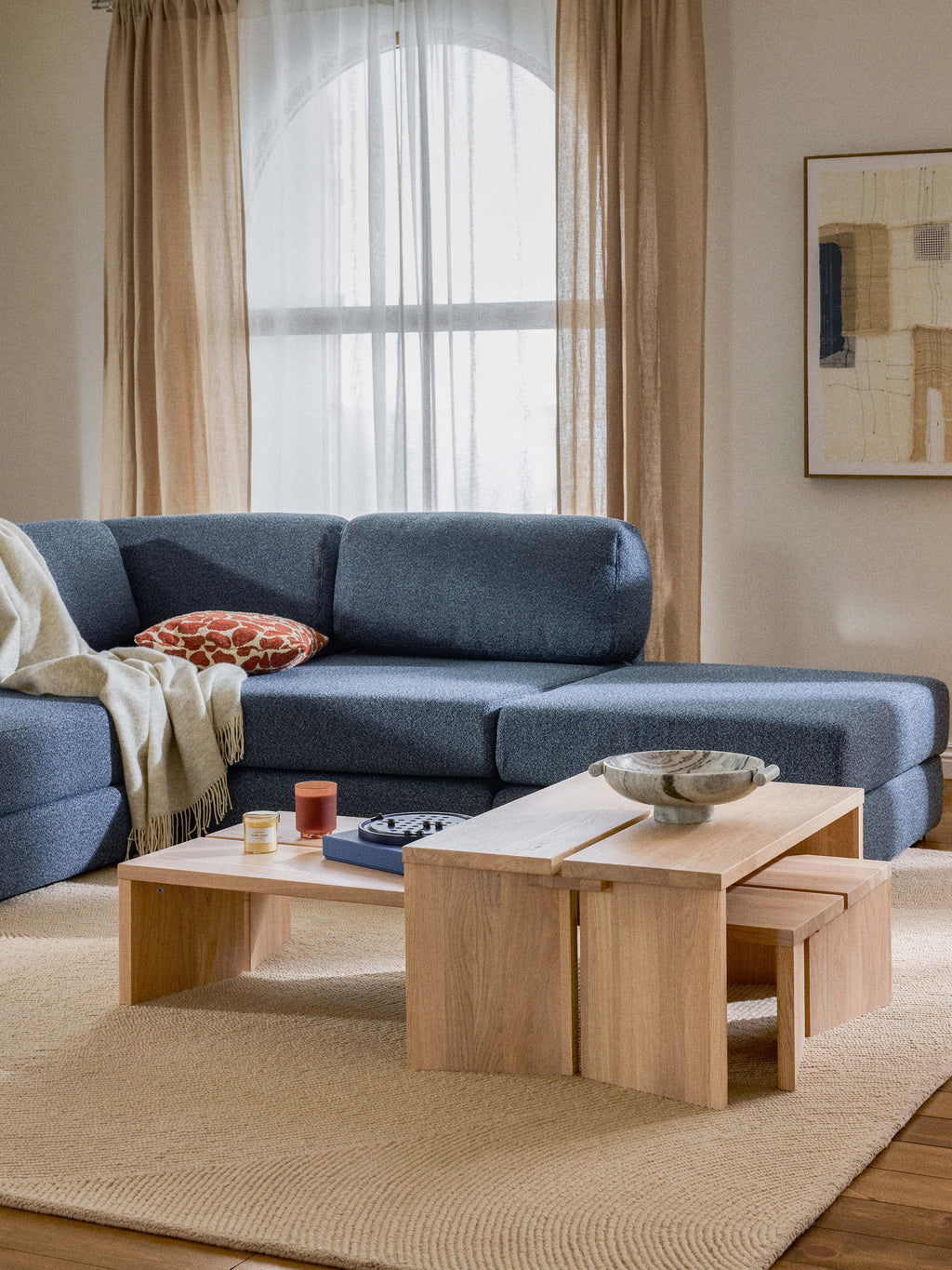 Amad Oak Wood Coffee Tables, Set of 2