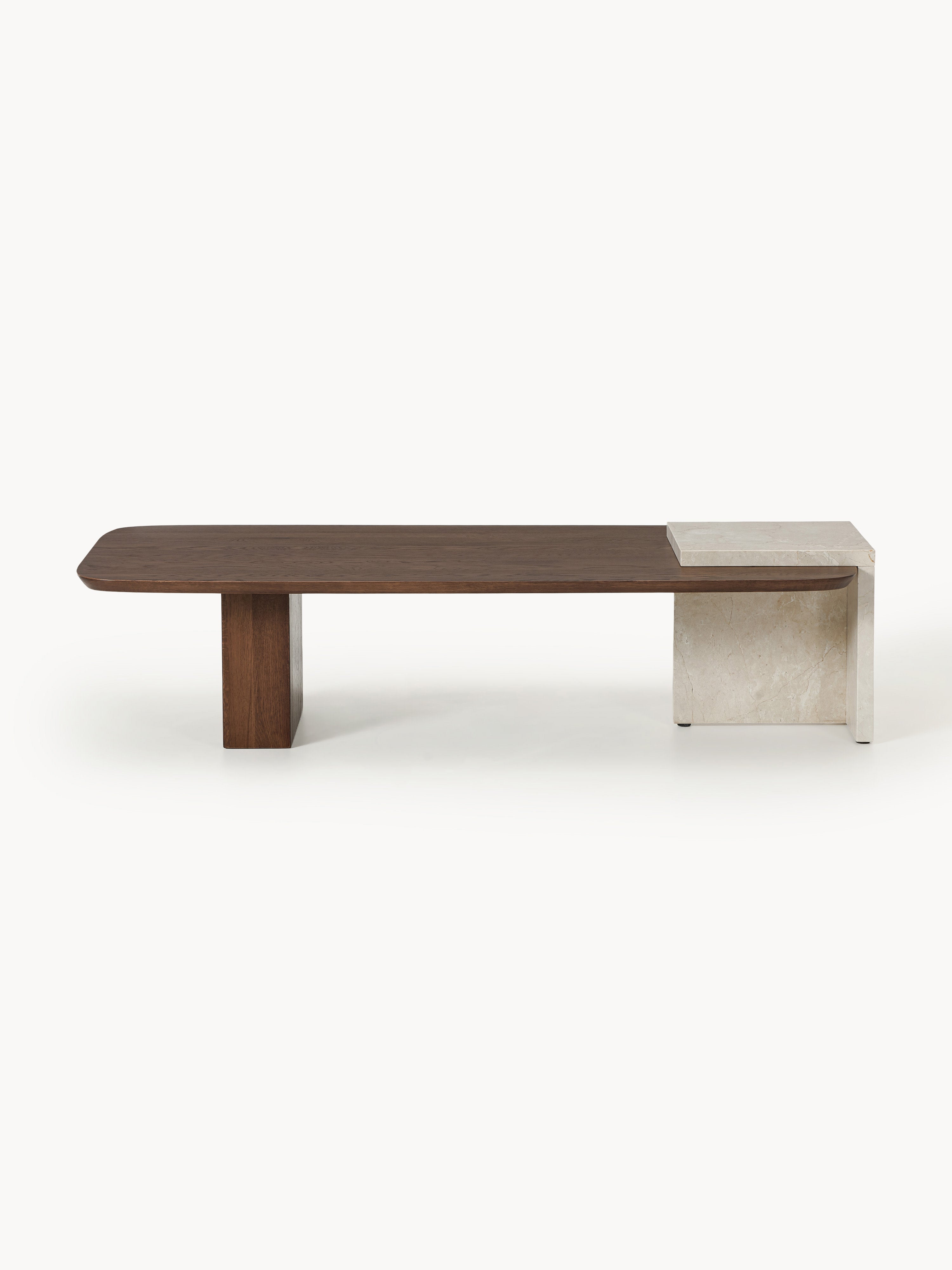 Naida Oak Wood and Marble Coffee Table