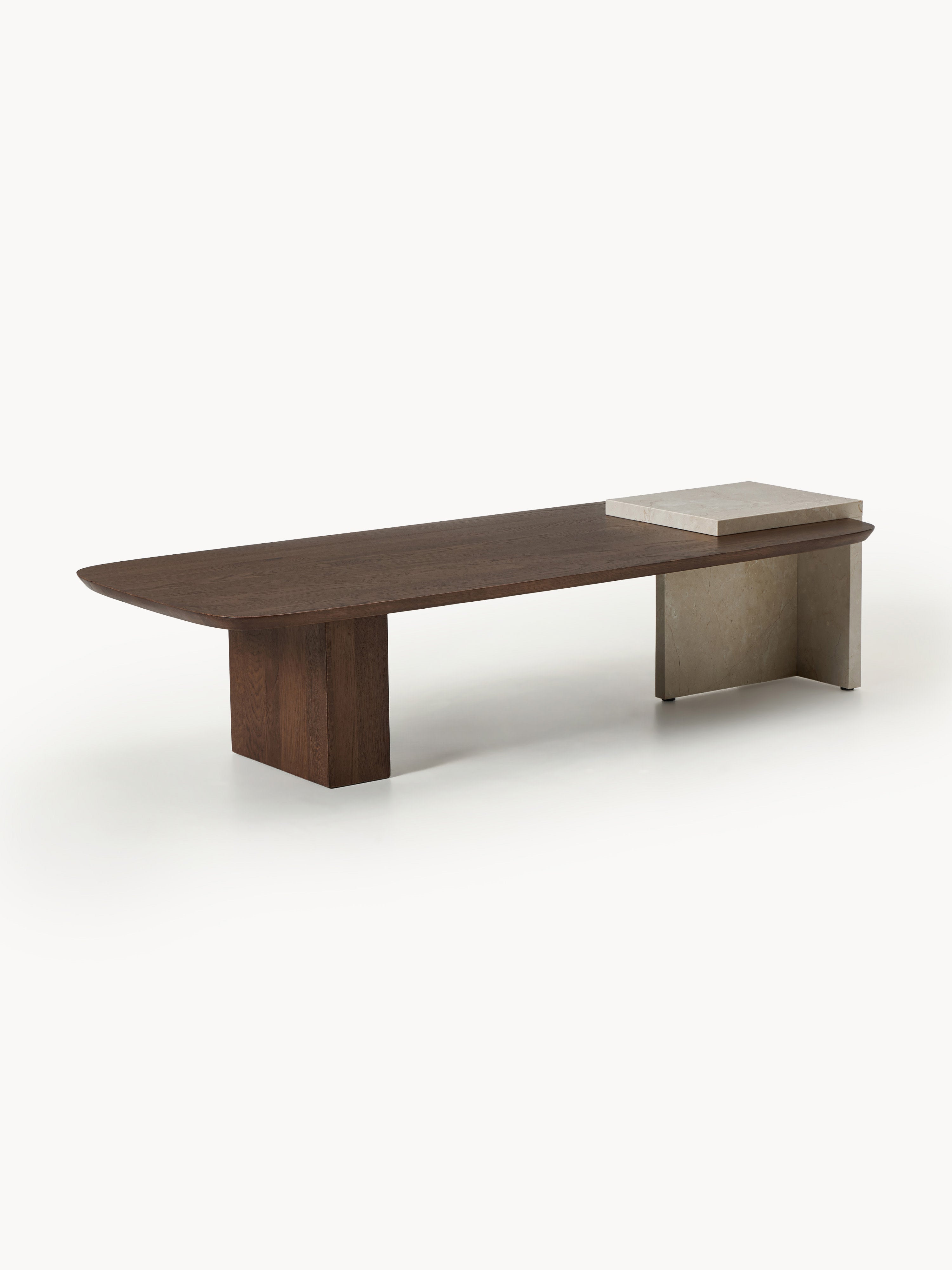 Gallery image 1 - Oak Wood and Marble Coffee Table Naida