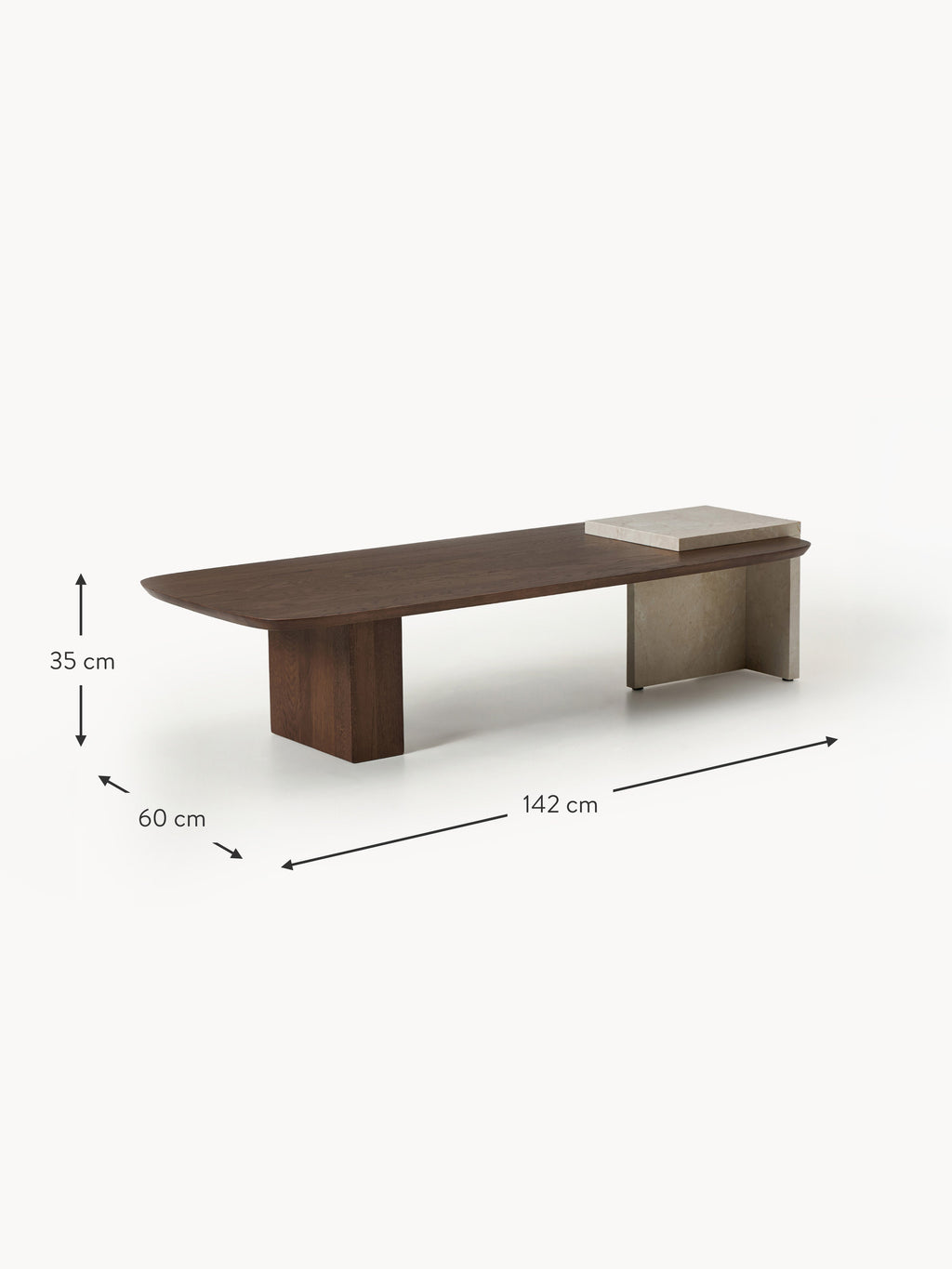Naida Oak Wood and Marble Coffee Table