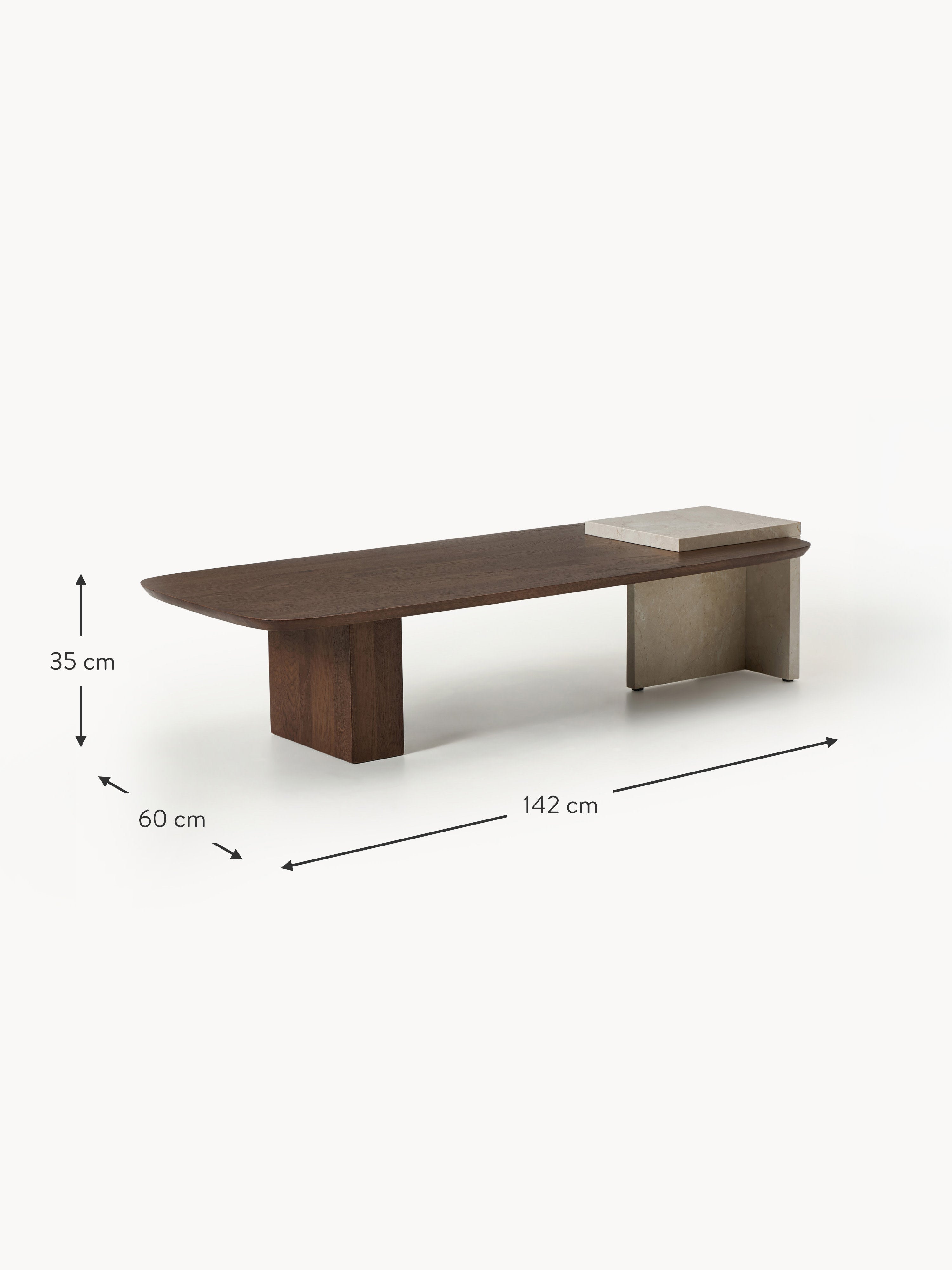 Naida Oak Wood and Marble Coffee Table