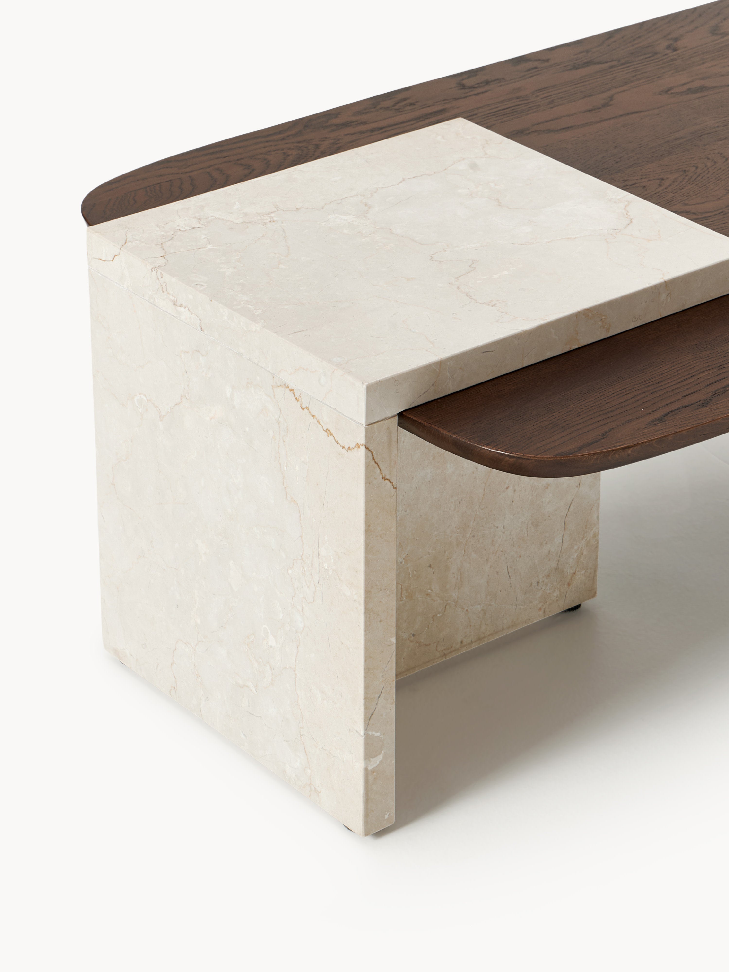 Naida Oak Wood and Marble Coffee Table
