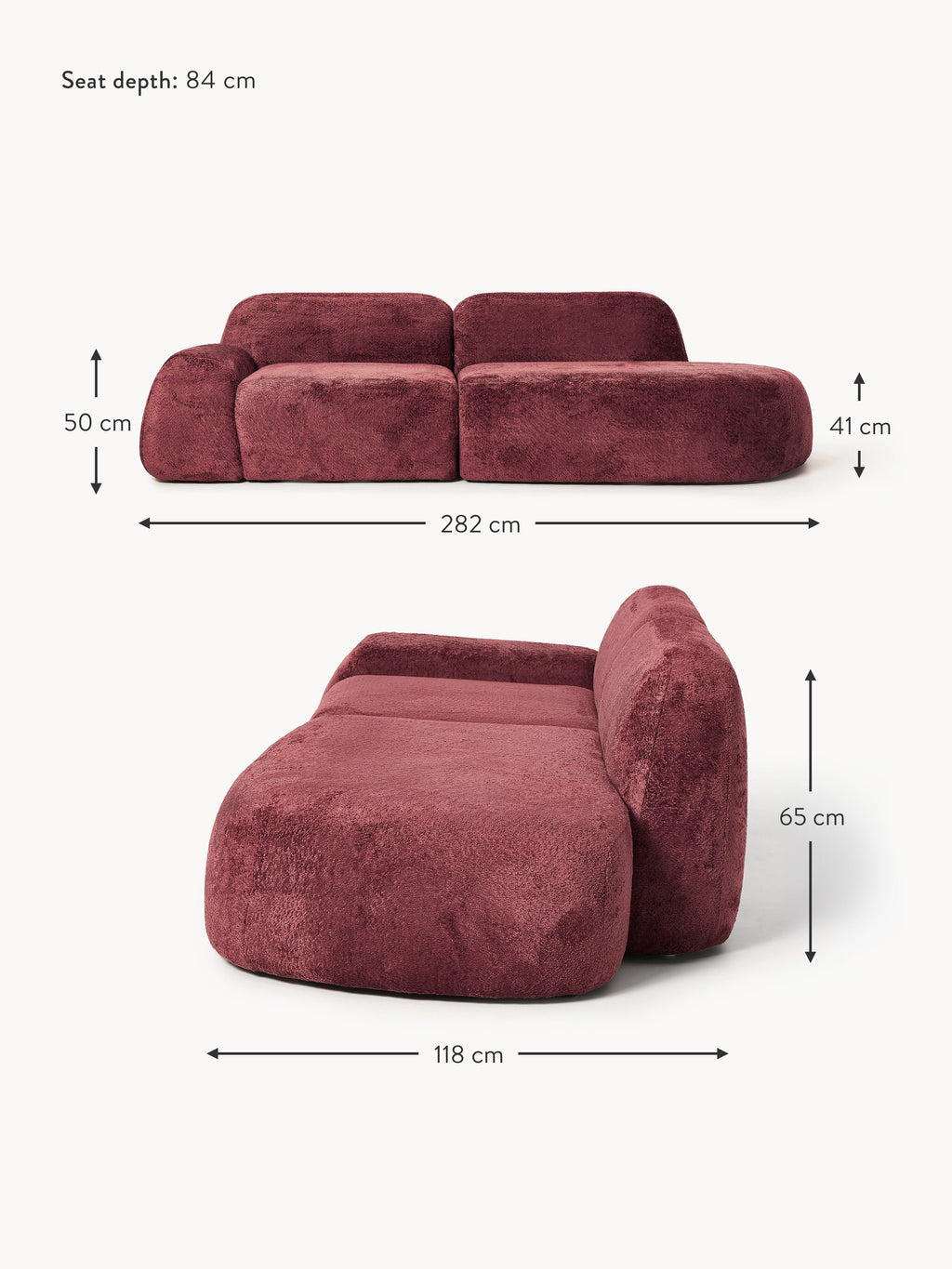 Wolke Modular Teddy Bouclé Chaise (3-seater)