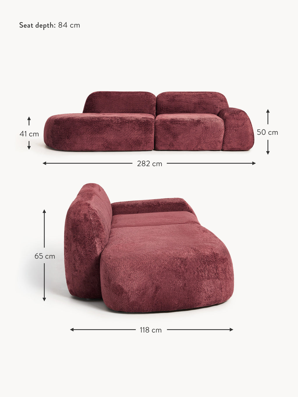 Wolke Modular Teddy Bouclé Chaise (3-seater)