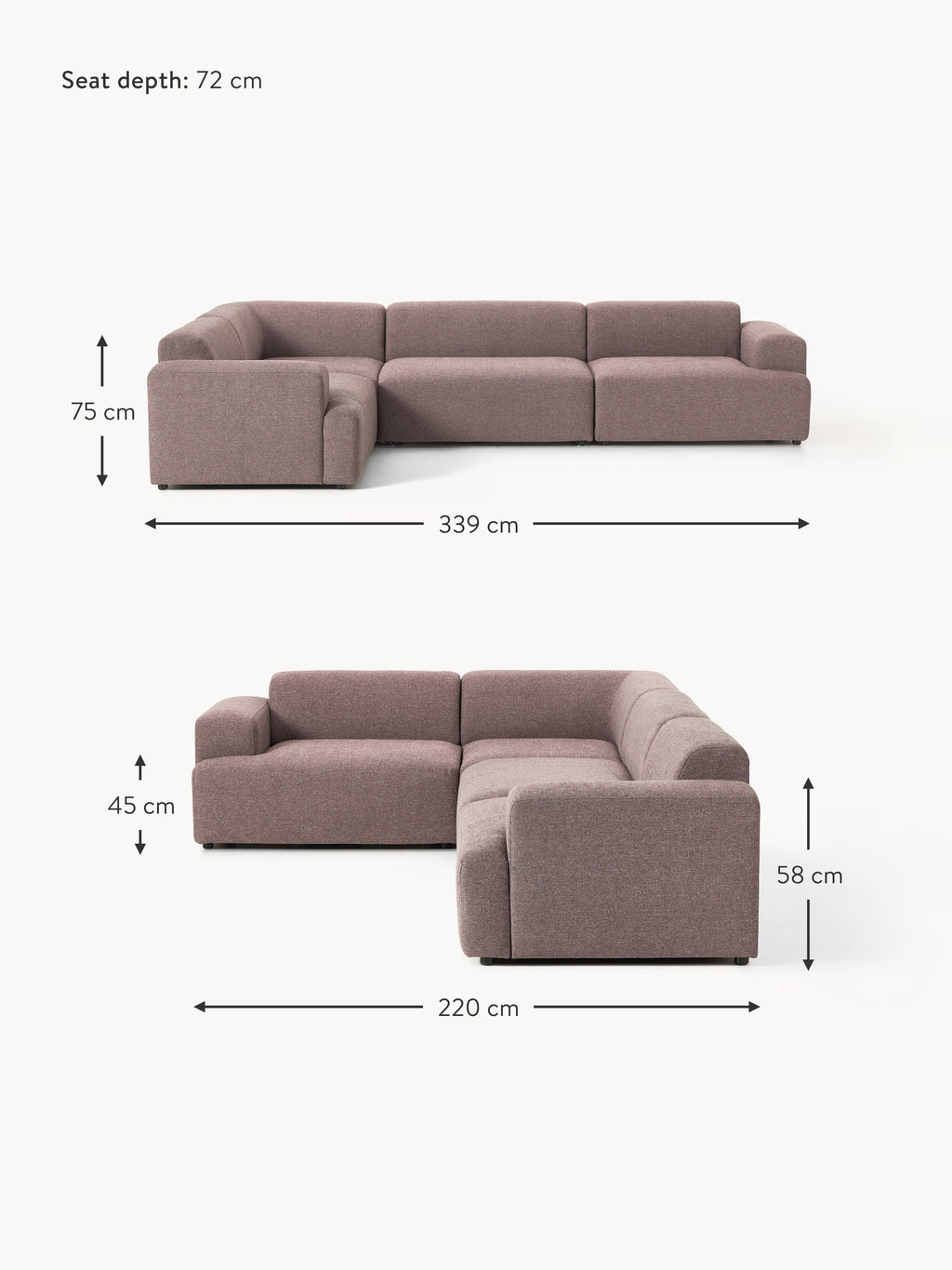 Melva Large Corner Sofa (4-seater)