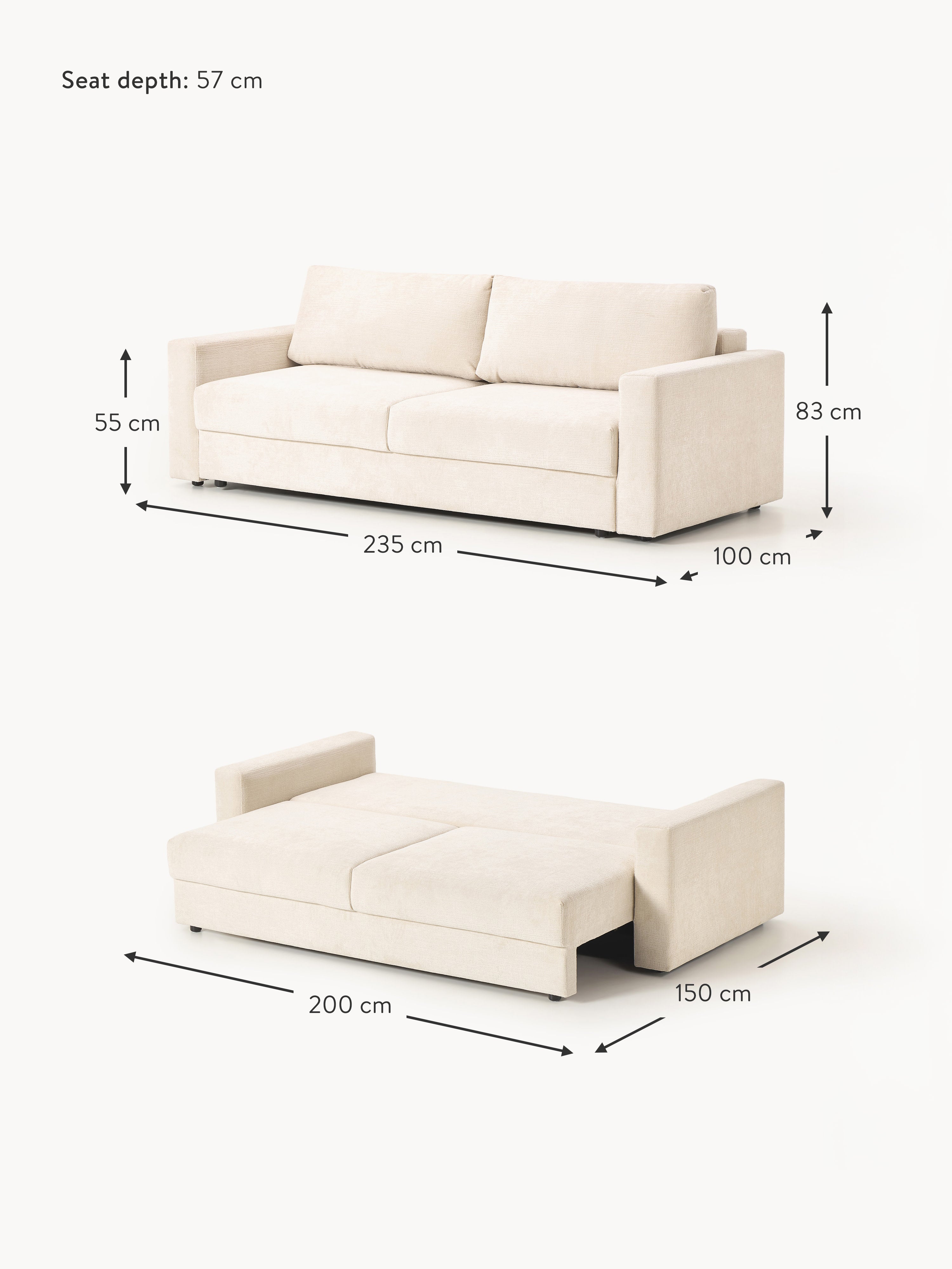 Tasha Velvet Sofa Bed (3-seater)