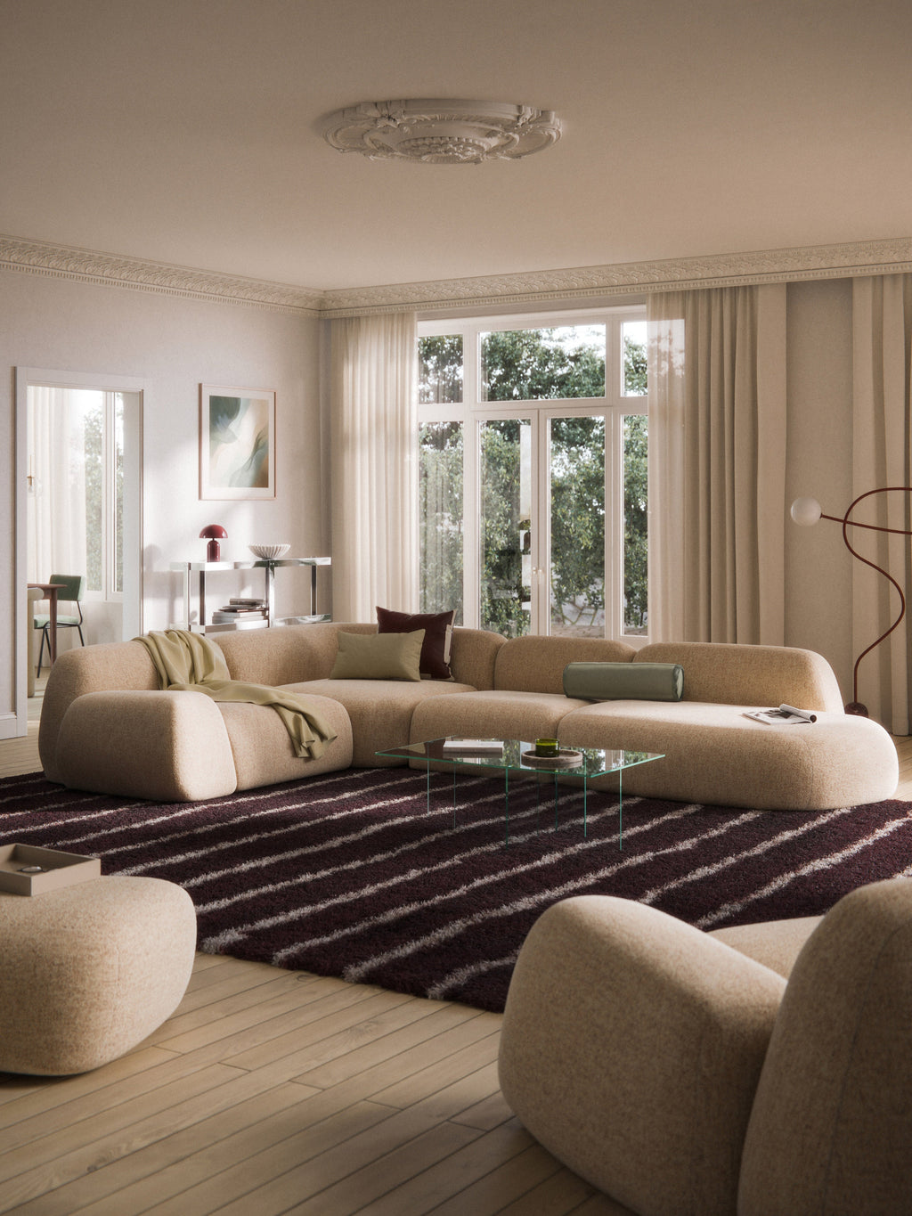 Wolke XL Modular Bouclé Corner Sofa with Chaise End