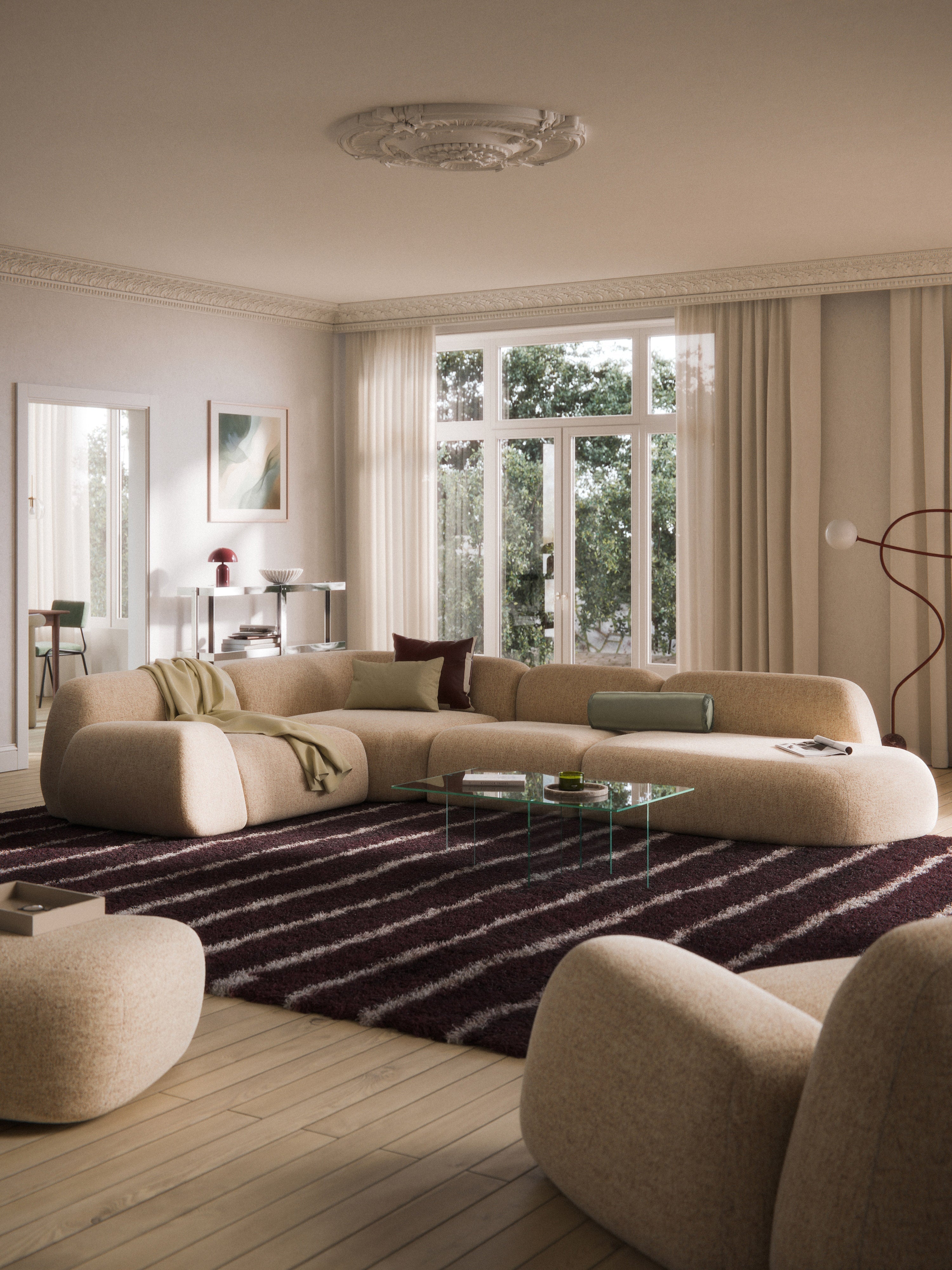 Wolke XL Modular Bouclé Corner Sofa with Chaise End