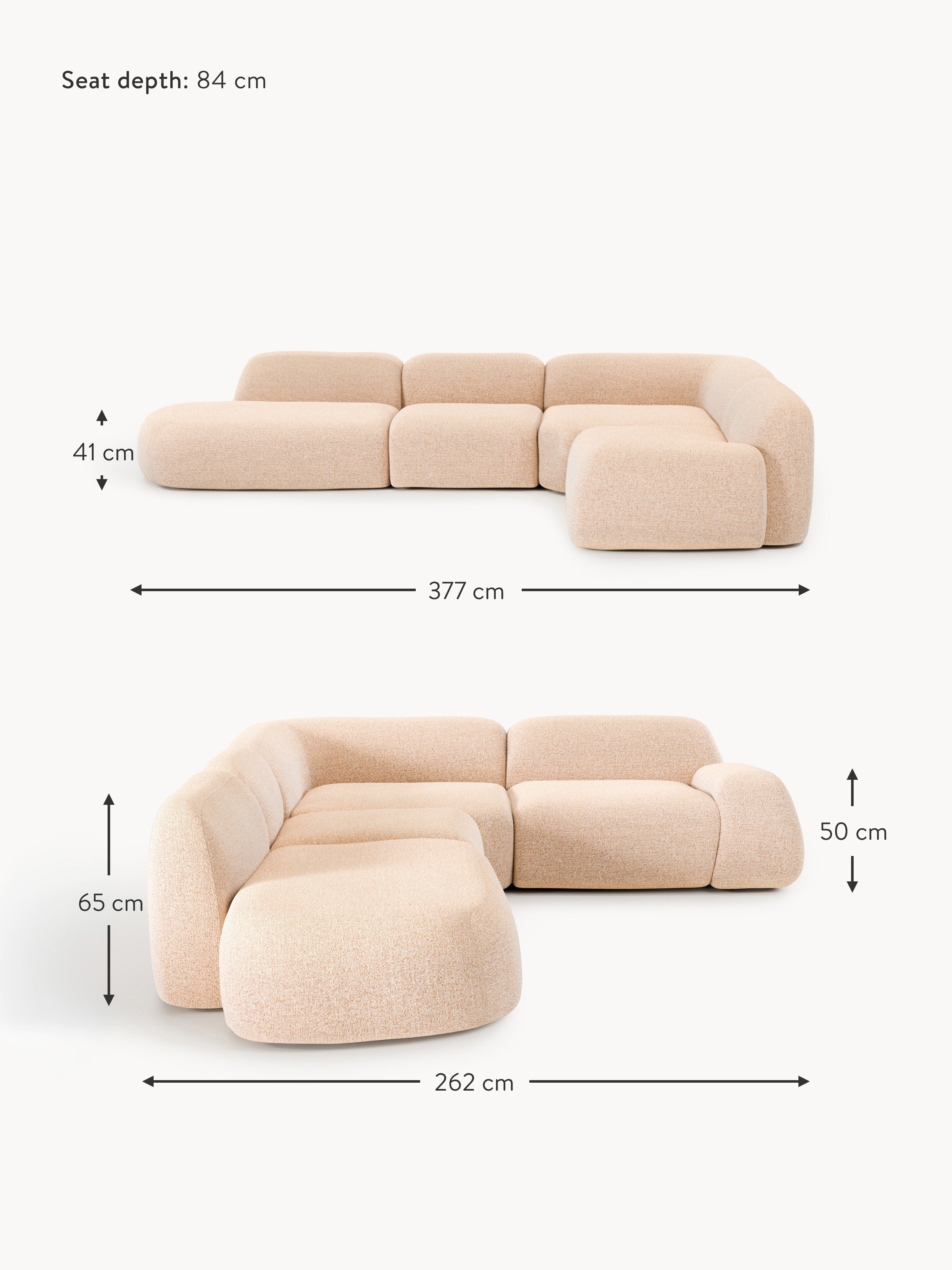 Wolke XL Modular Bouclé Corner Sofa with Chaise End