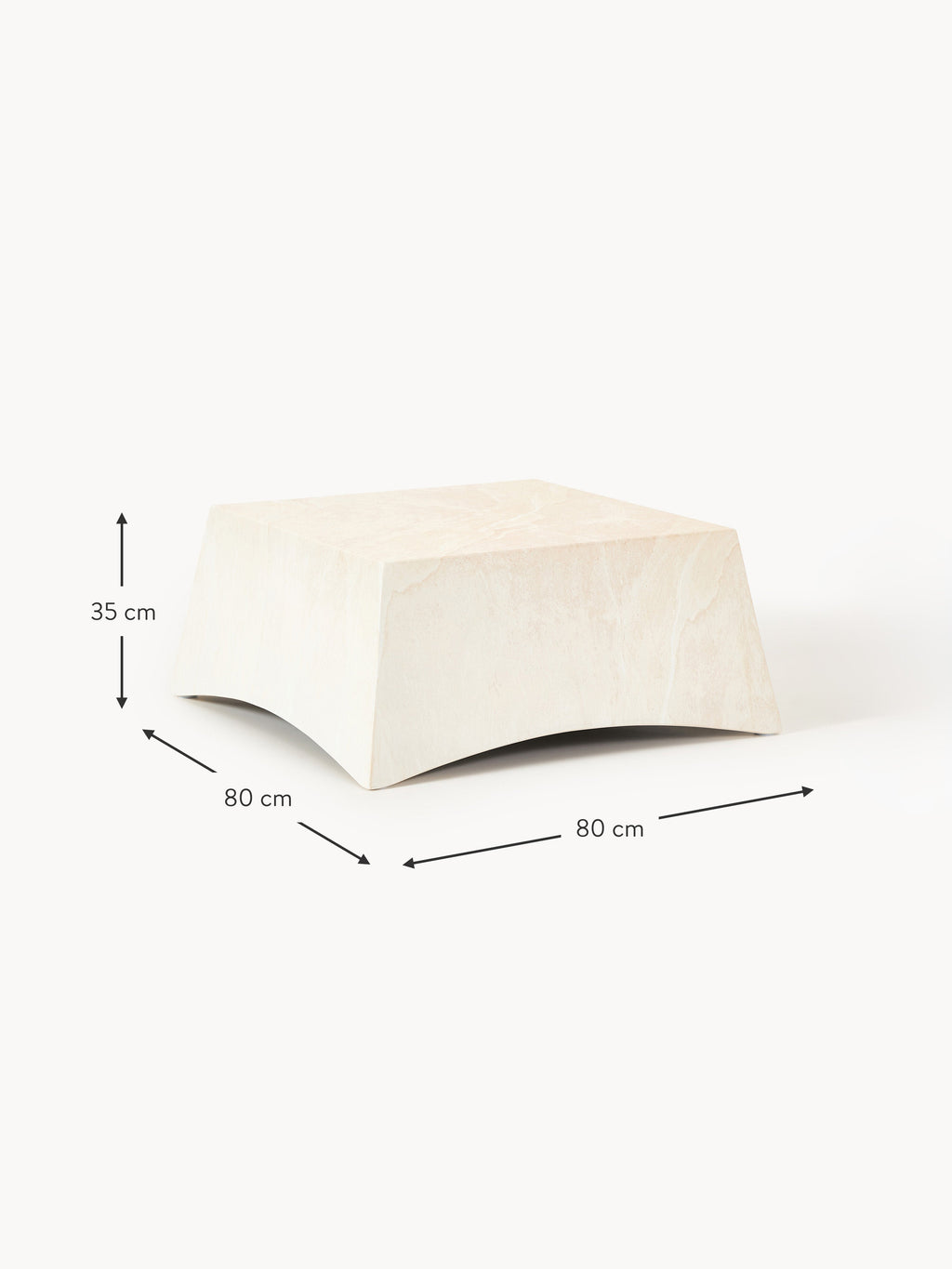 Mohi In- & Outdoor Coffee Table with Travertine Effect , W 80 cm