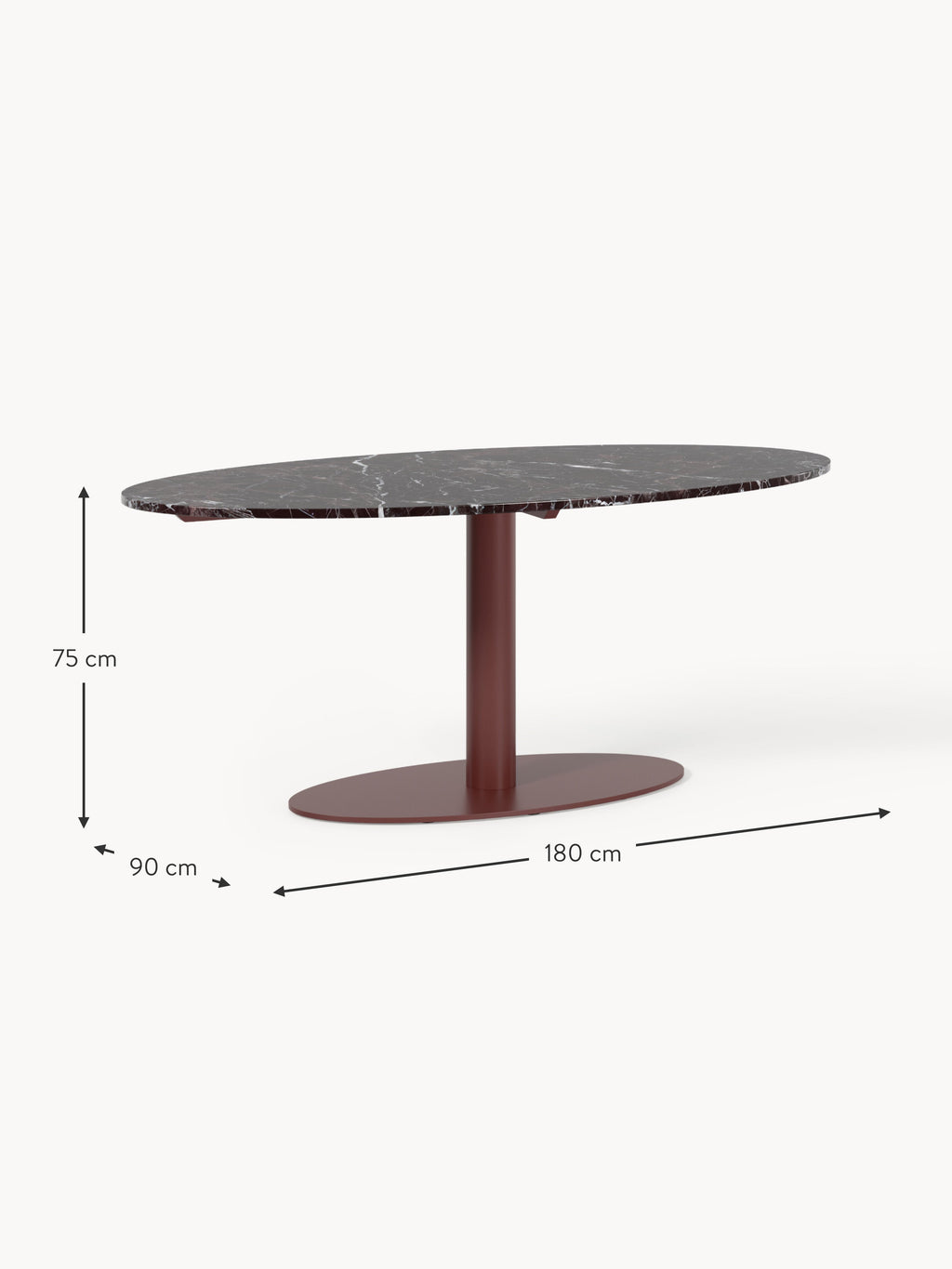 Miley Oval Marble Dining Table, 180 x 90 cm