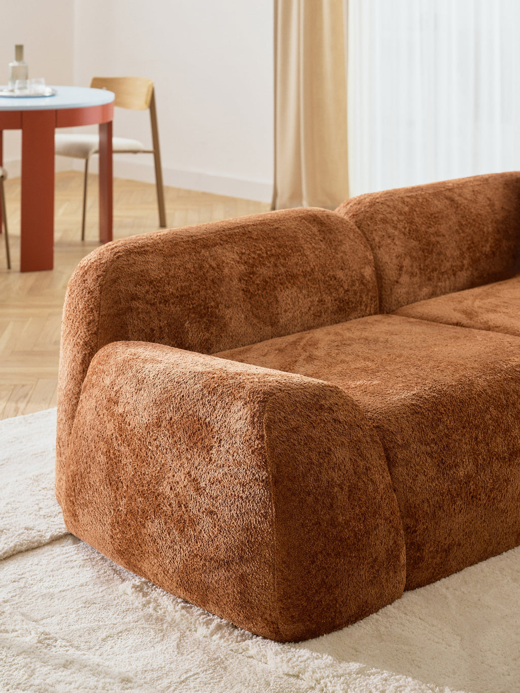 Wolke Modular Teddy Bouclé Corner Sofa (4-seater) with Chaise End