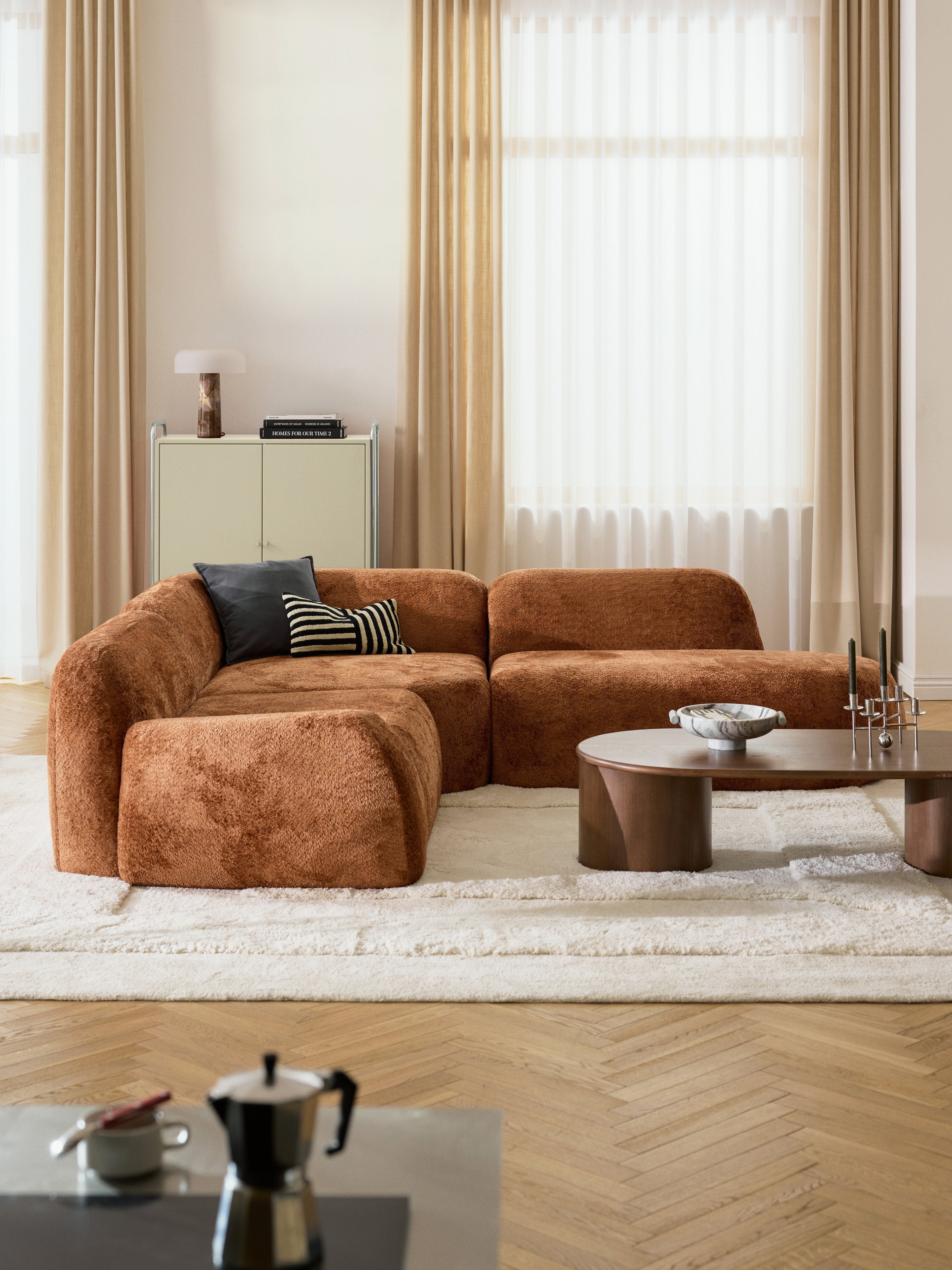 Wolke Modular Teddy Bouclé Corner Sofa (4-seater) with Chaise End