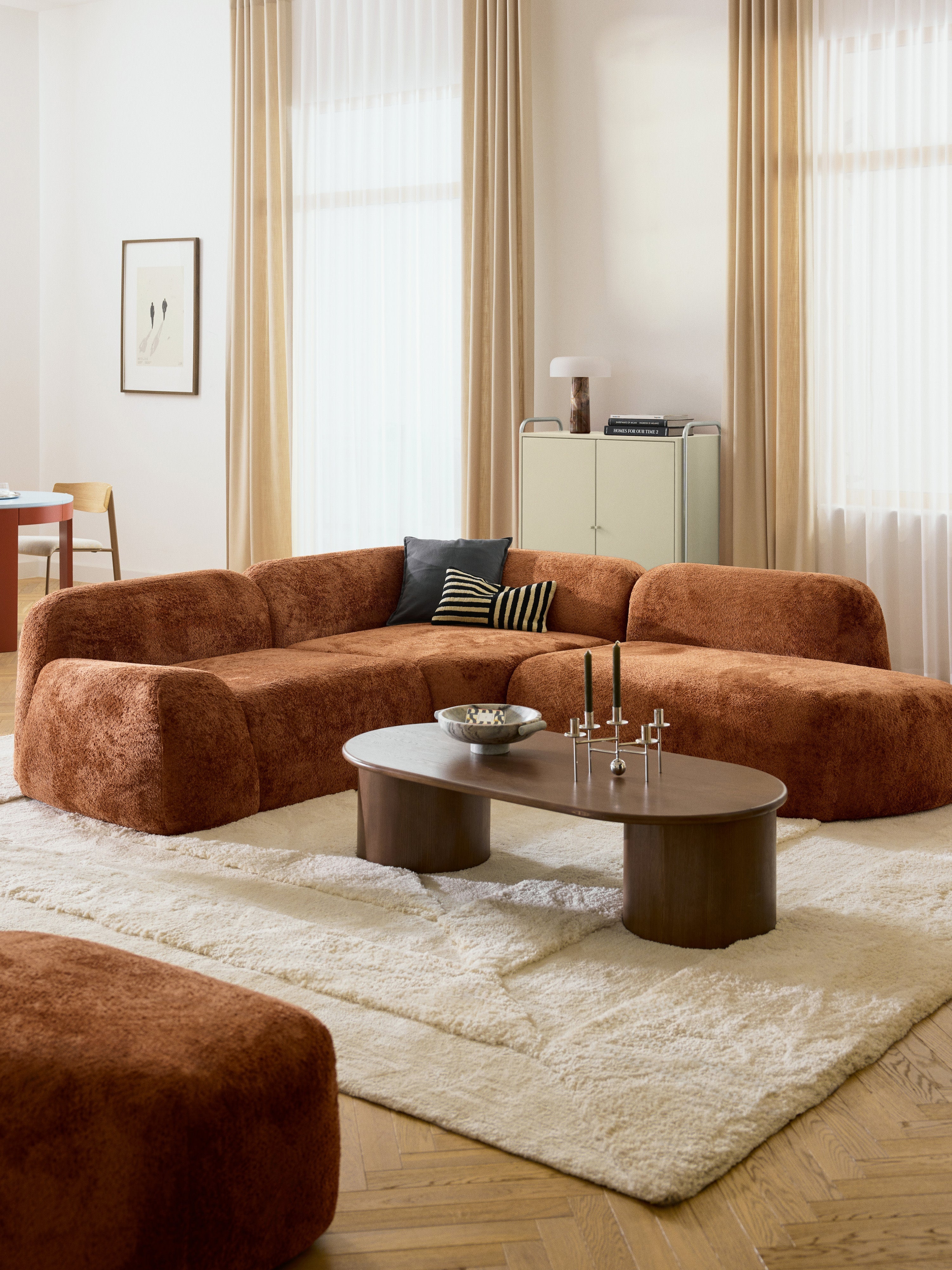 Wolke Modular Teddy Bouclé Corner Sofa (4-seater) with Chaise End
