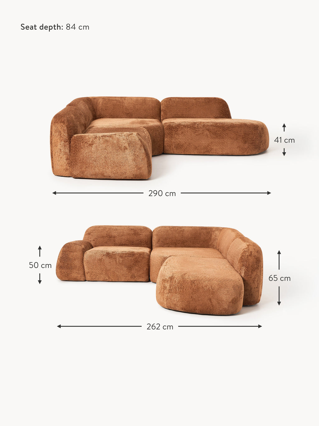 Wolke Modular Teddy Bouclé Corner Sofa (4-seater) with Chaise End