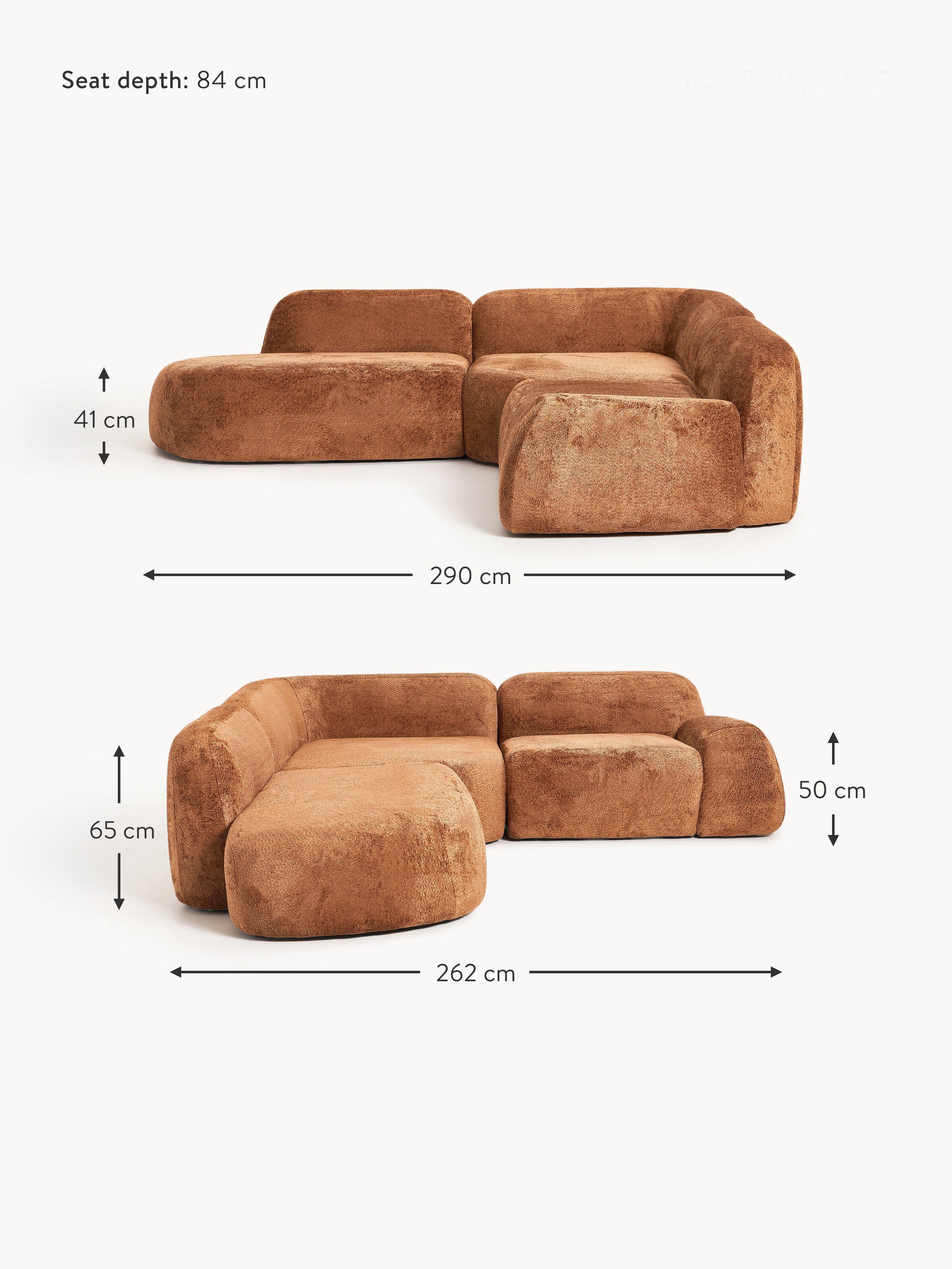 Wolke Modular Teddy Bouclé Corner Sofa (4-seater) with Chaise End