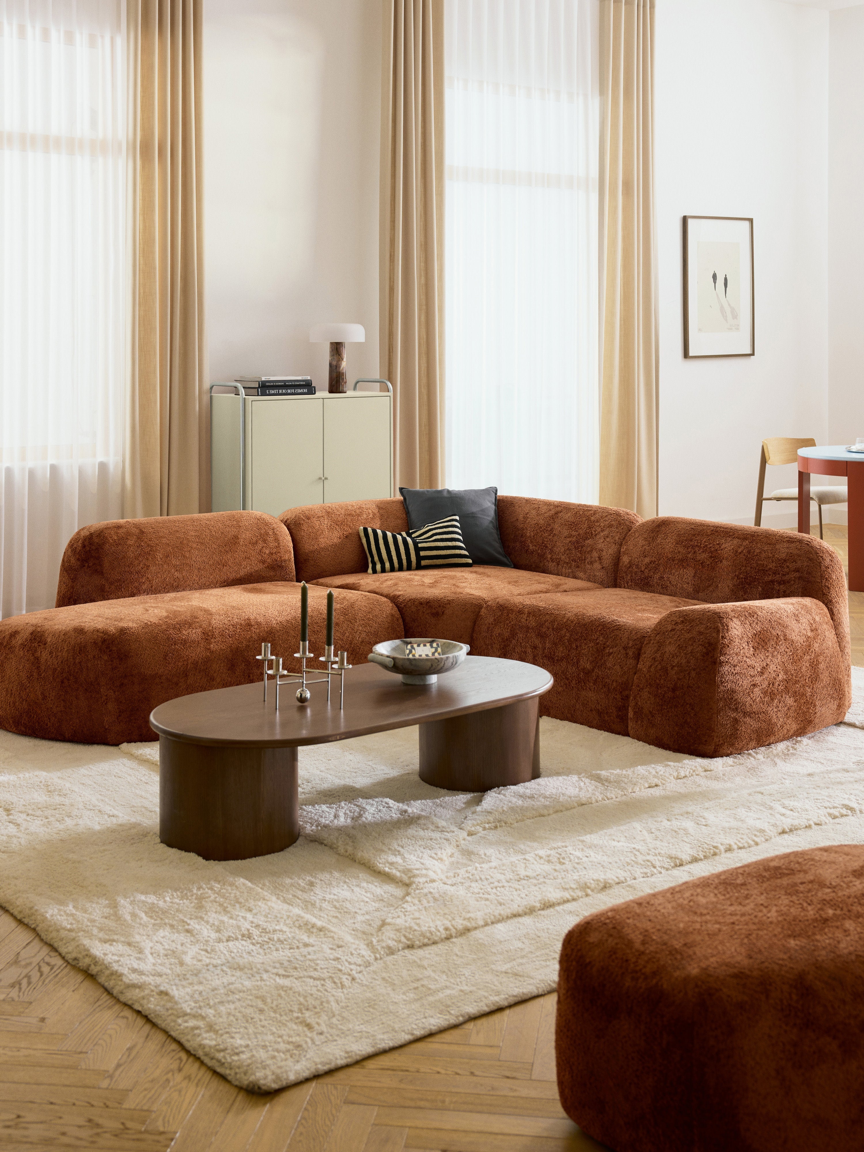 Wolke Modular Teddy Bouclé Corner Sofa (4-seater) with Chaise End