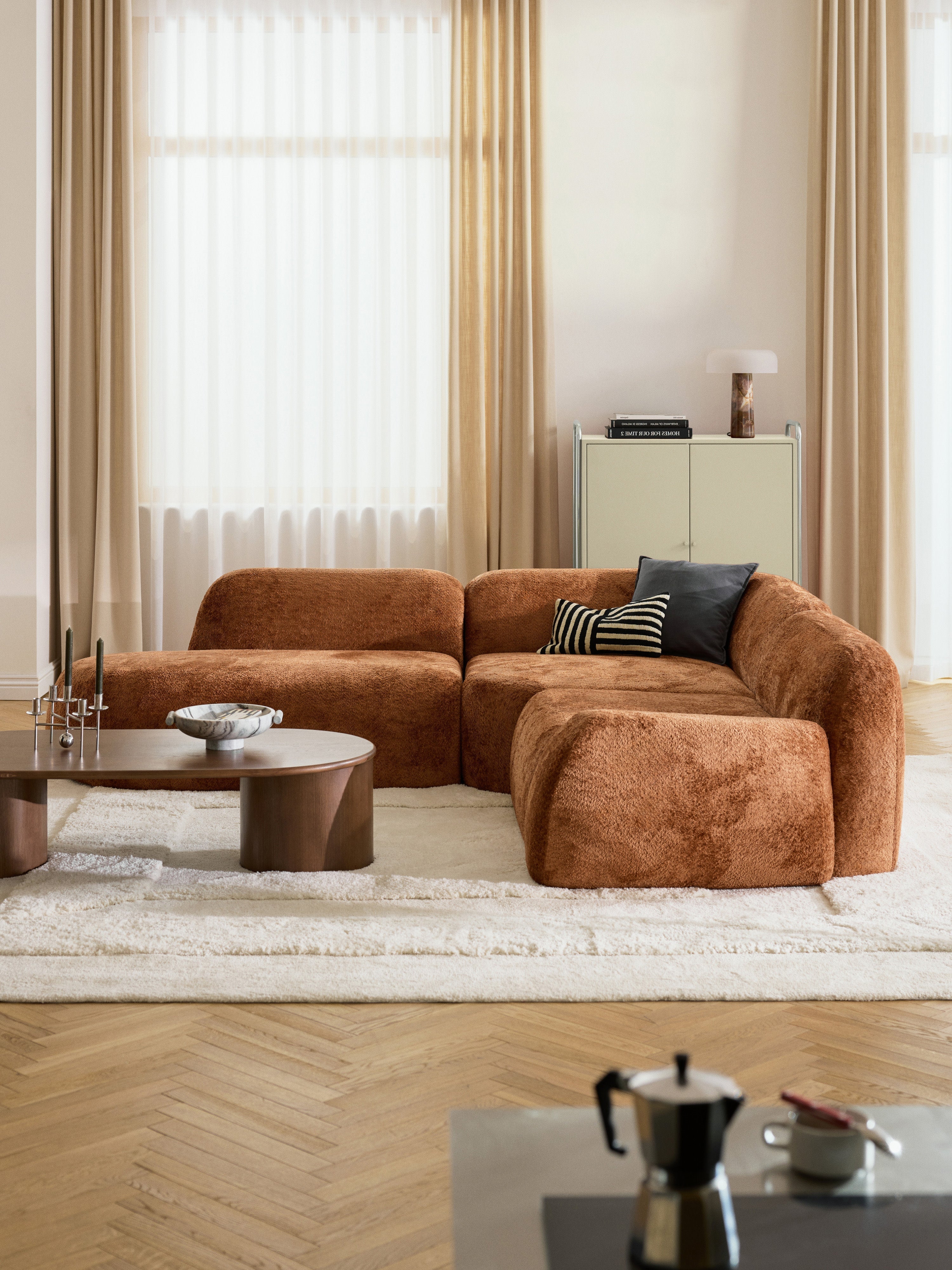Wolke Modular Teddy Bouclé Corner Sofa (4-seater) with Chaise End