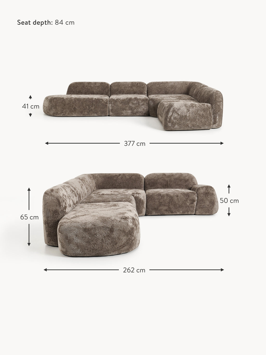 Wolke XL Modular Teddy Bouclé Corner Sofa with Chaise End