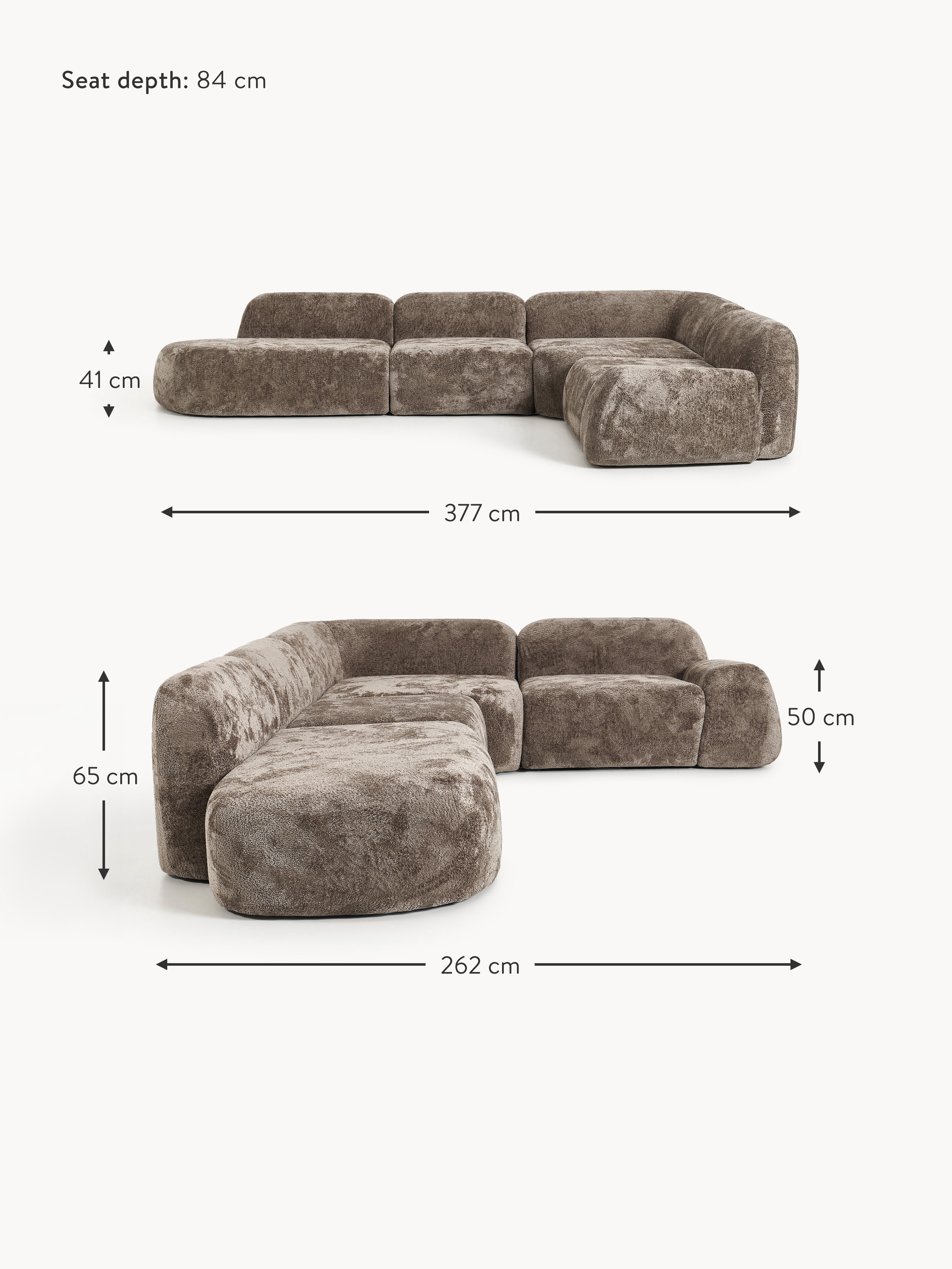 Wolke XL Modular Teddy Bouclé Corner Sofa with Chaise End