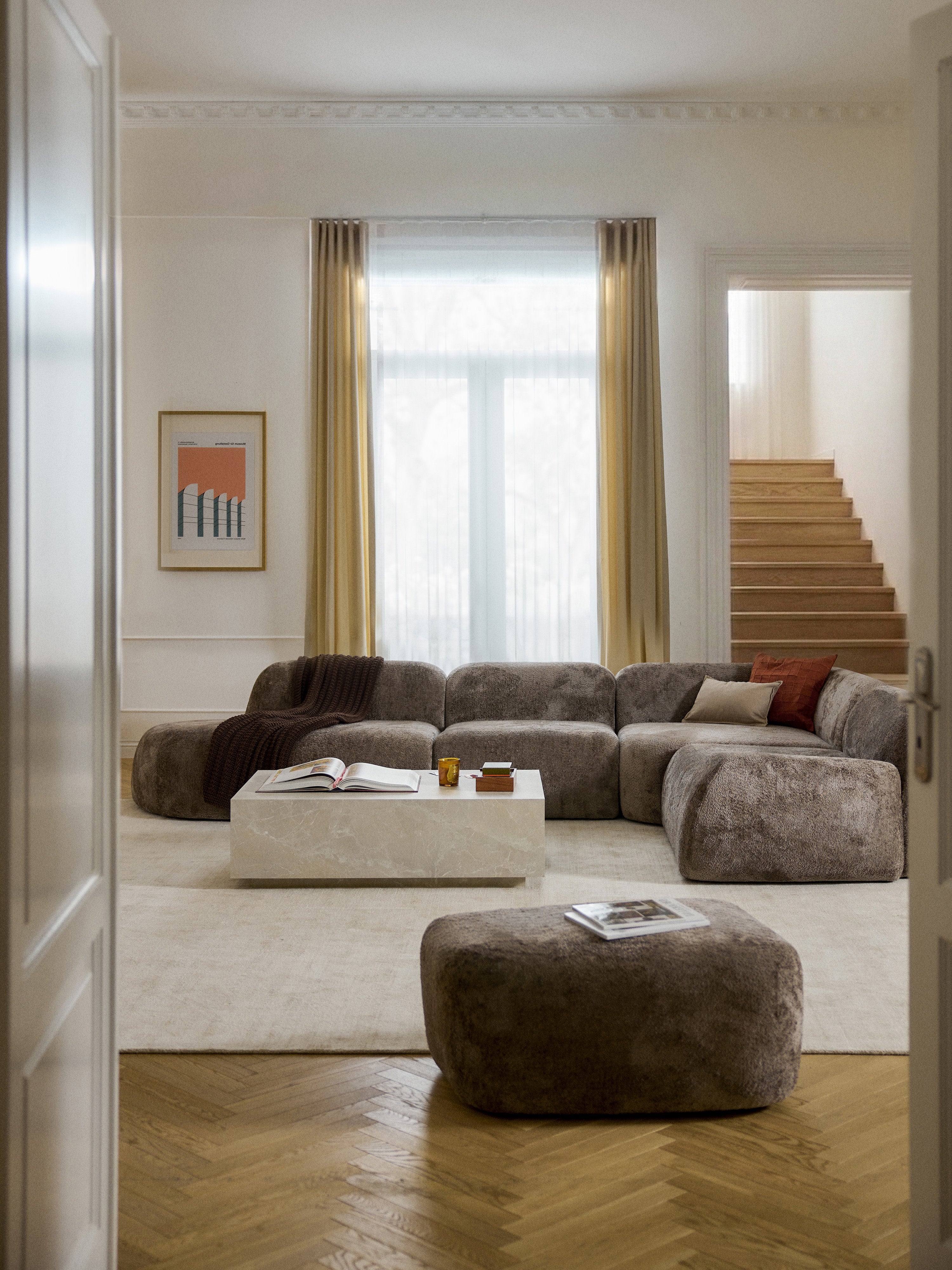 Wolke XL Modular Teddy Bouclé Corner Sofa with Chaise End