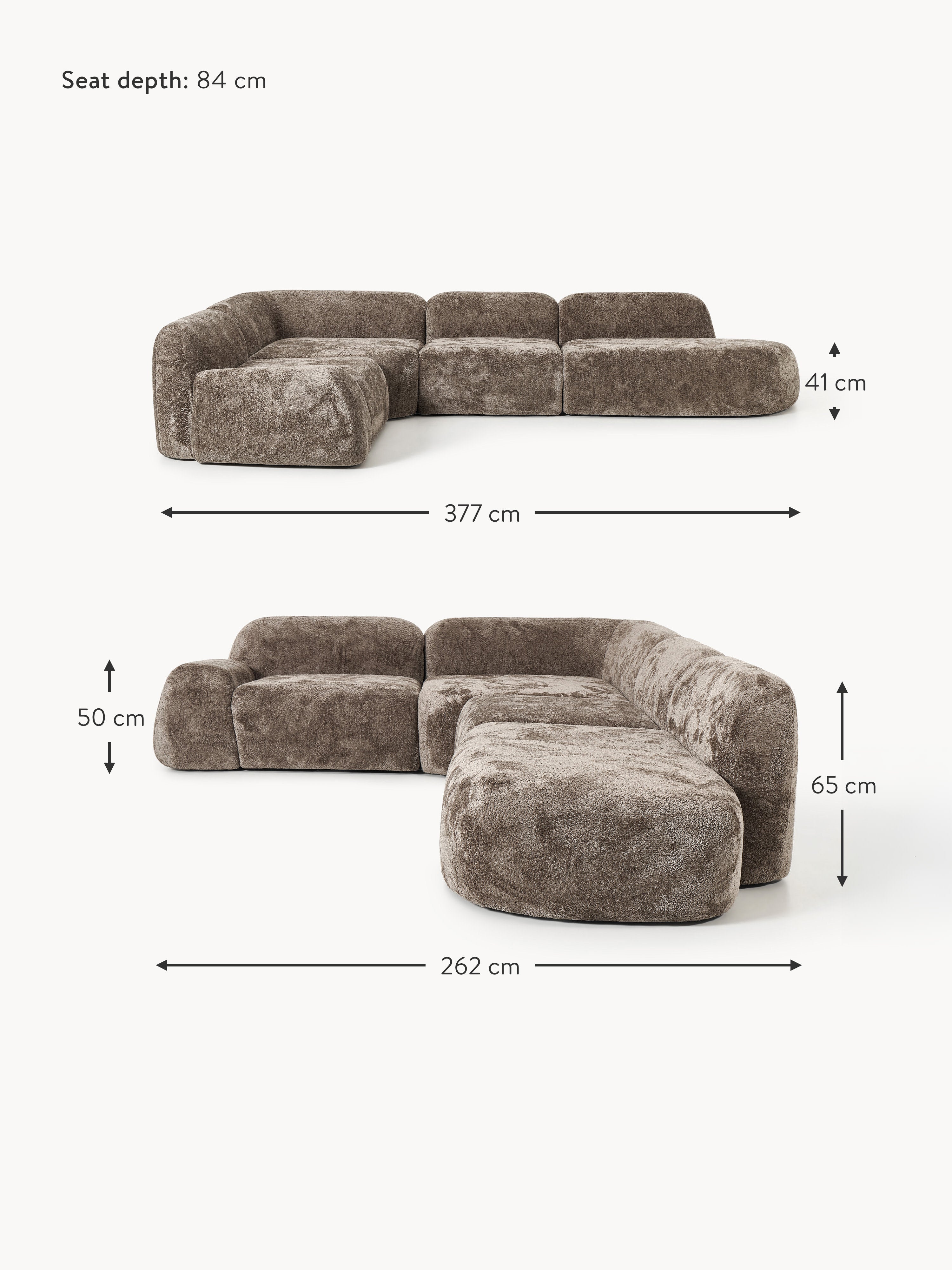 Wolke XL Modular Teddy Bouclé Corner Sofa with Chaise End