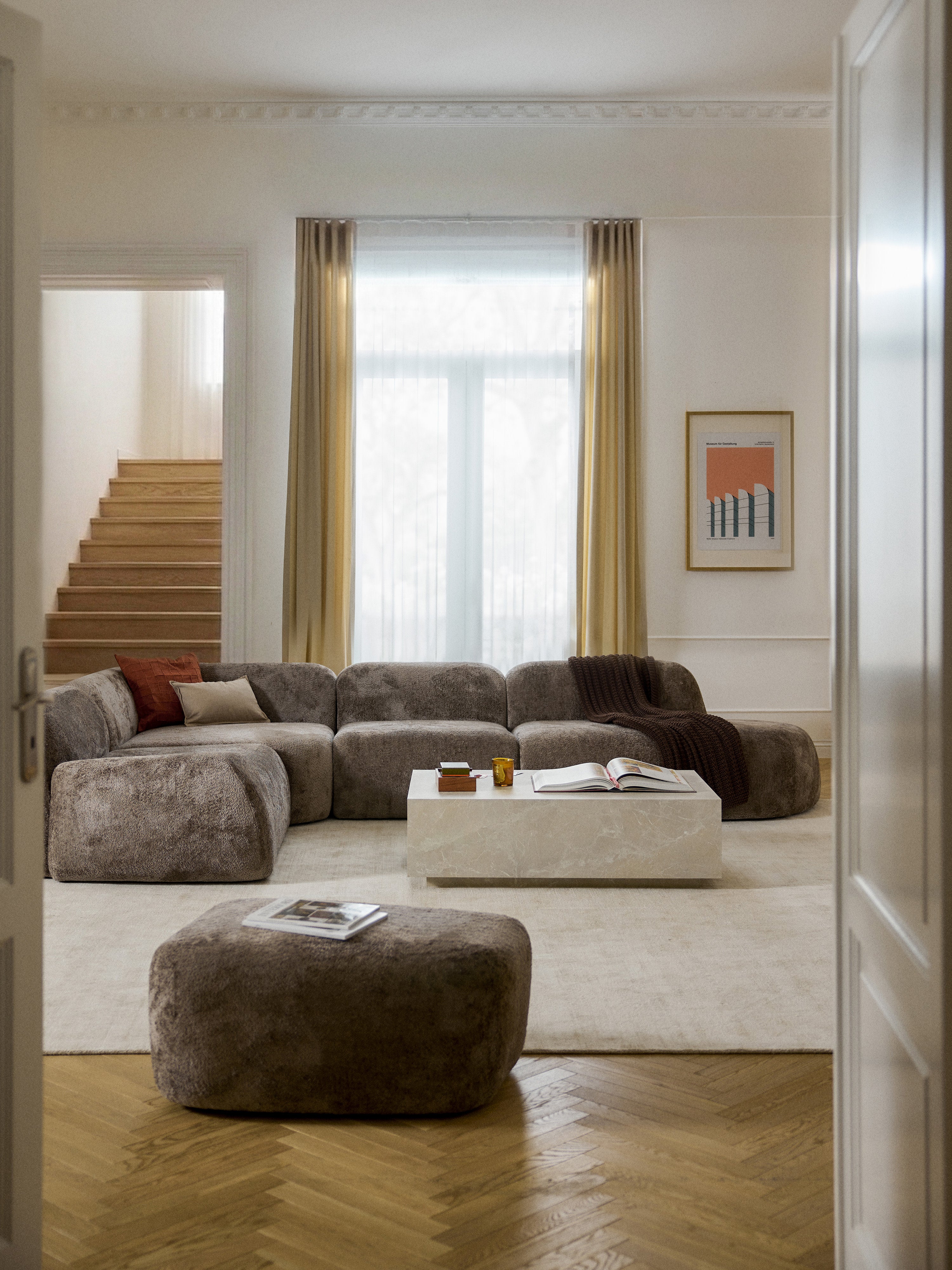 Wolke XL Modular Teddy Bouclé Corner Sofa with Chaise End