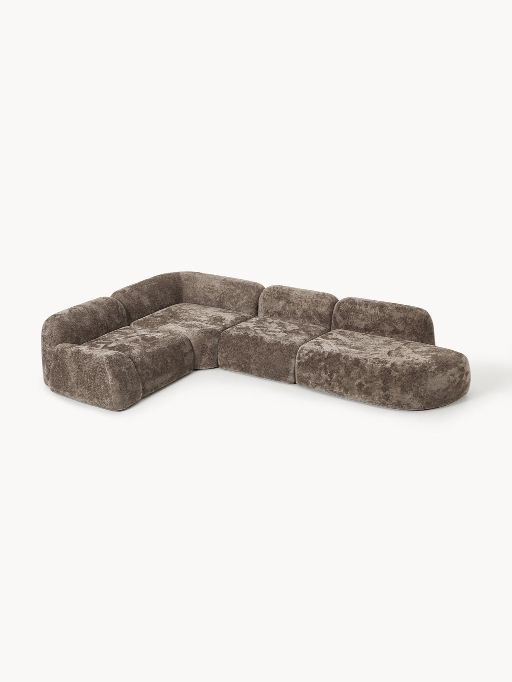 Wolke XL Modular Teddy Bouclé Corner Sofa with Chaise End