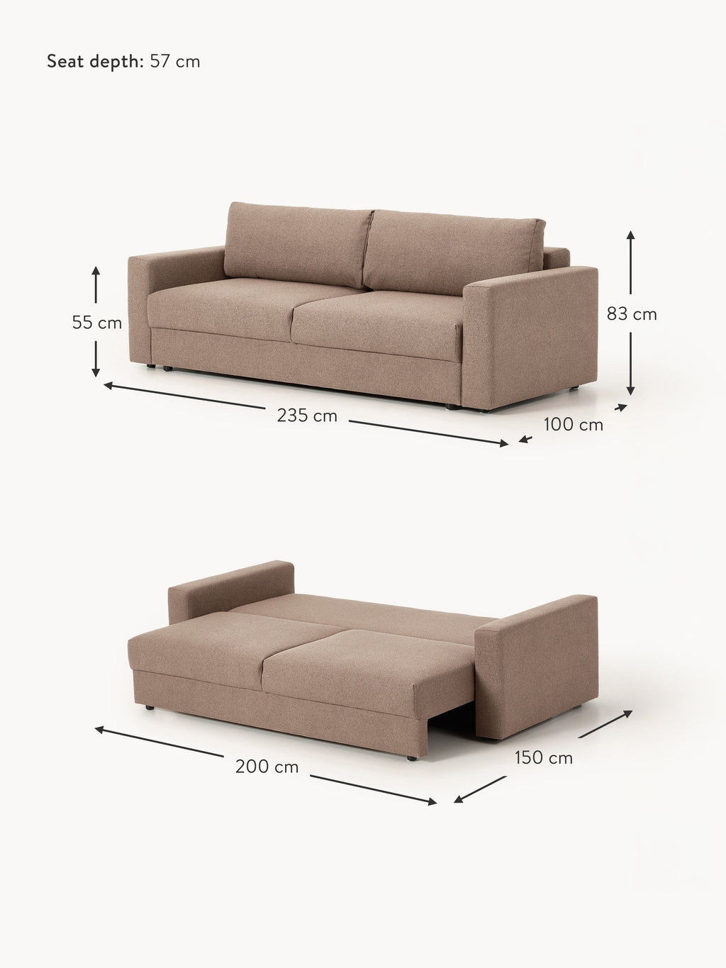 Tasha Bouclé Sofa Bed (3-seater)