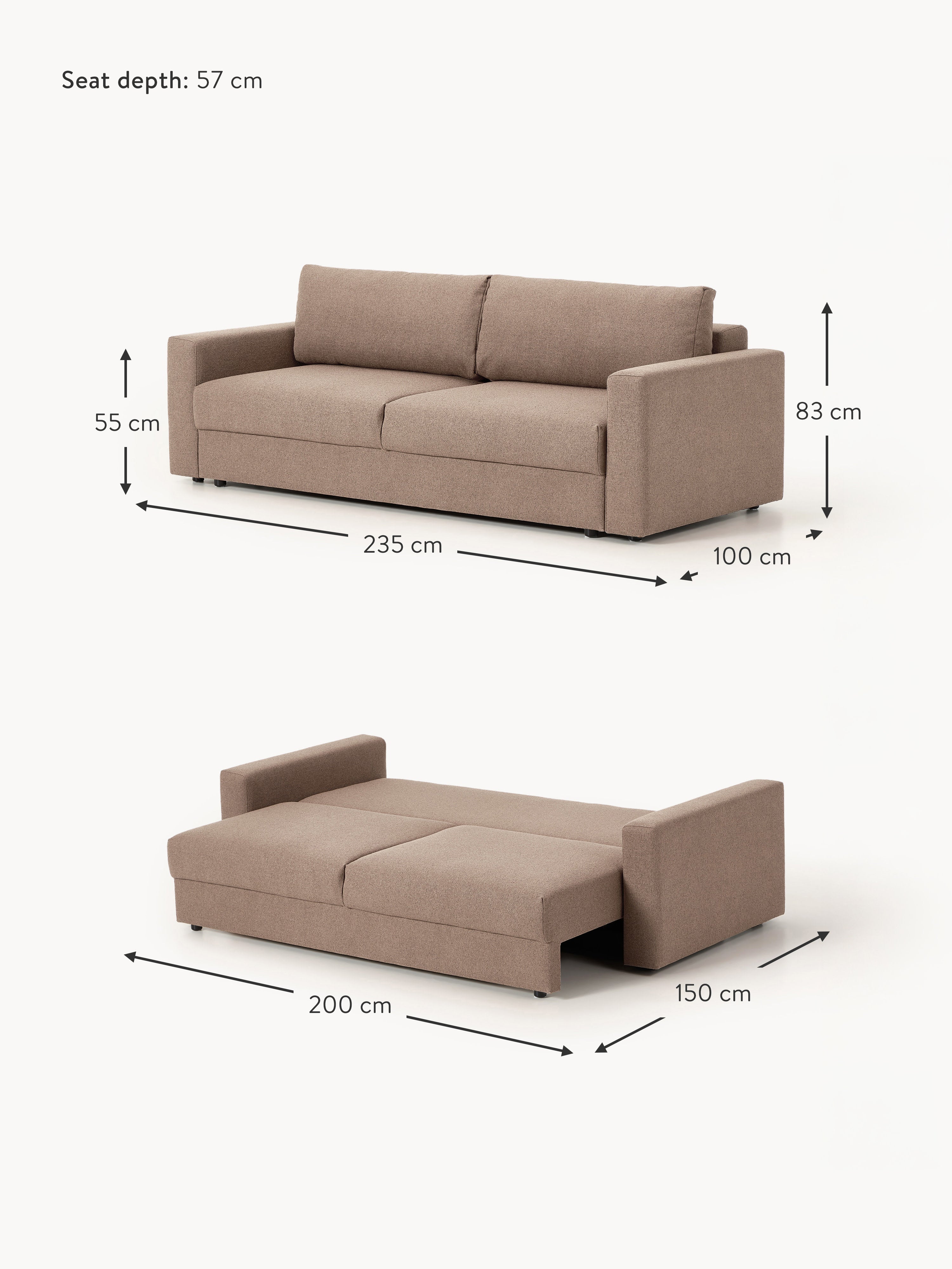 Tasha Bouclé Sofa Bed (3-seater)