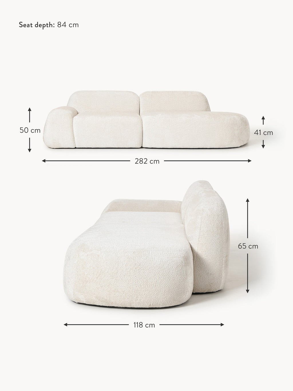 Wolke Modular Teddy Bouclé Chaise (3-seater)