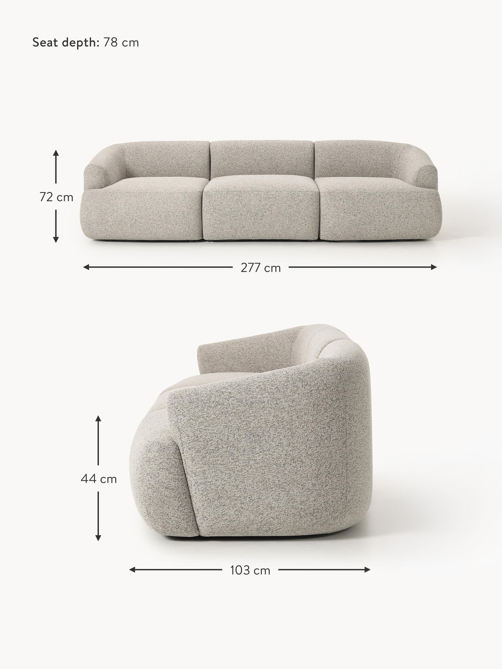 Sofia Modular Bouclé Sofa (4-seater)