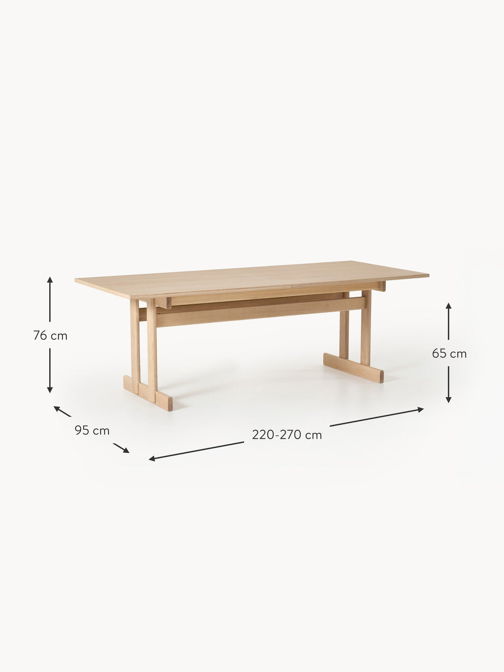 Brynn Extendable Oak Wood Dining Table, in various sizes
