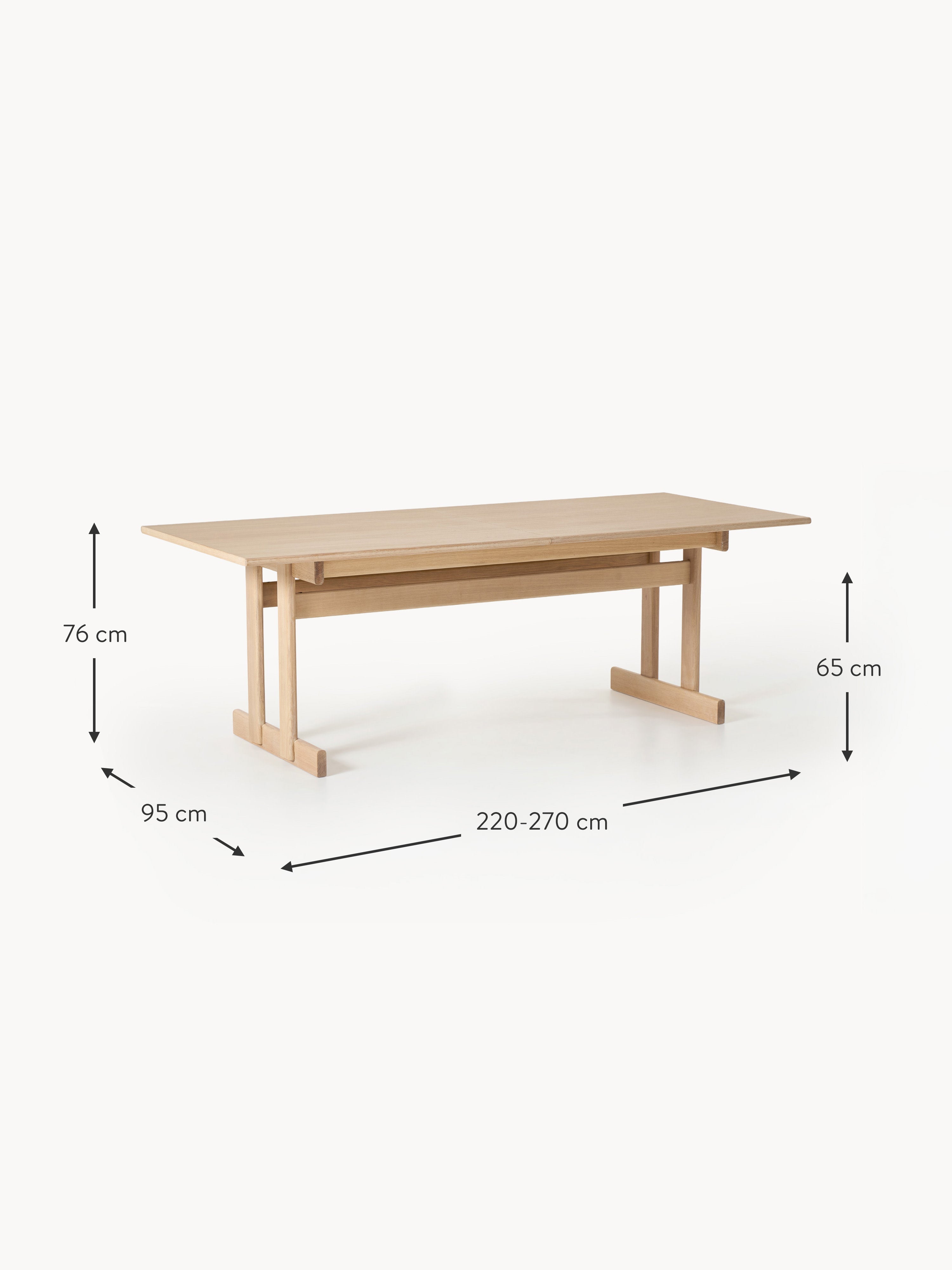 Brynn Extendable Oak Wood Dining Table, in various sizes